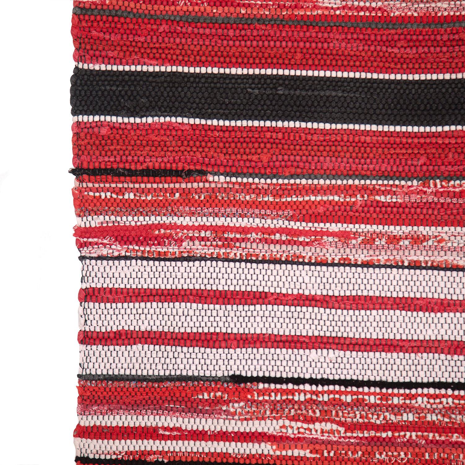 Hand-Woven 20th Century Swedish Handwoven Cotton Rag Rug For Sale
