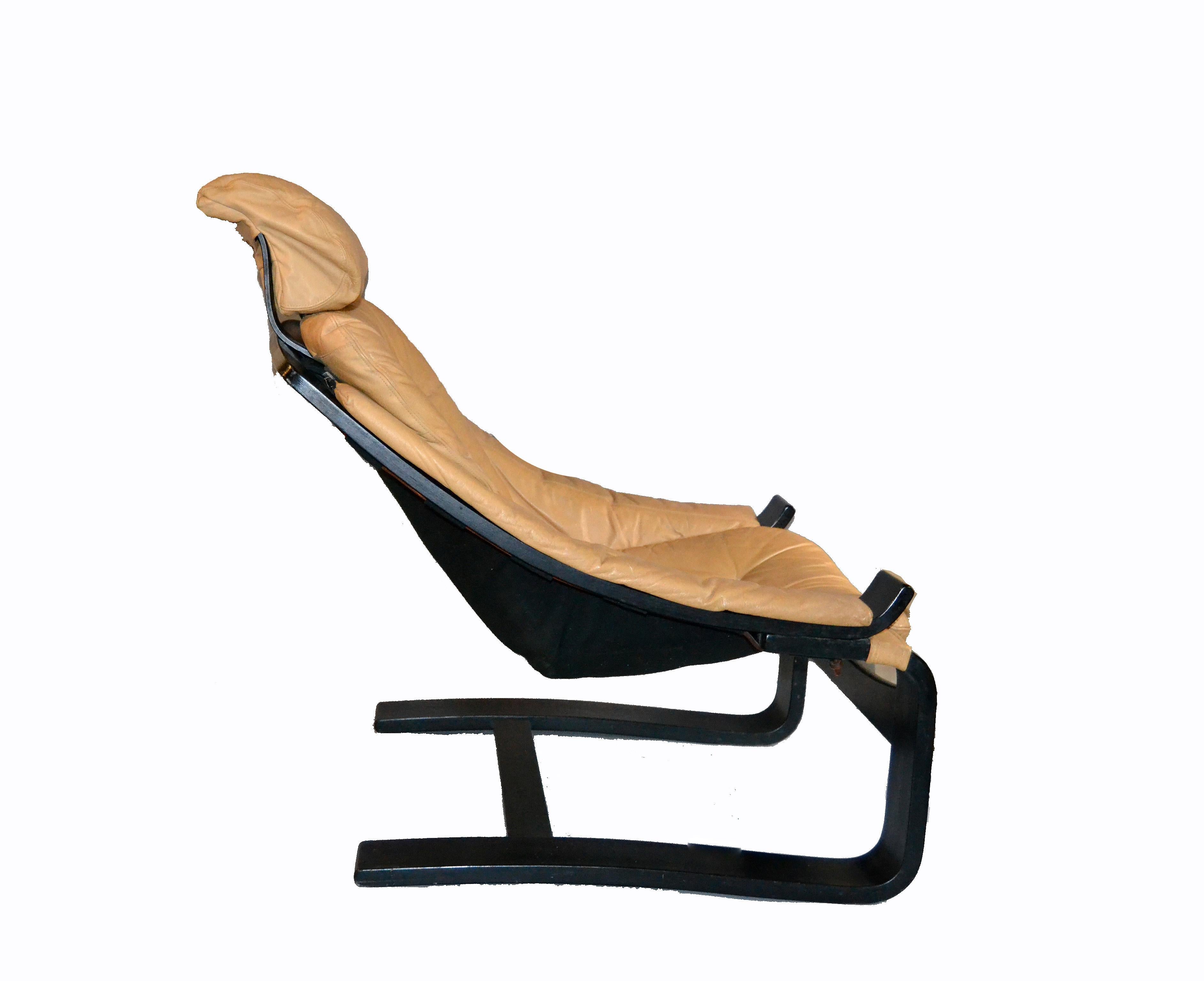 20th Century Swedish Leather Kroken Cantilever Chair by Ake Fribytter for Nelo In Good Condition In Miami, FL
