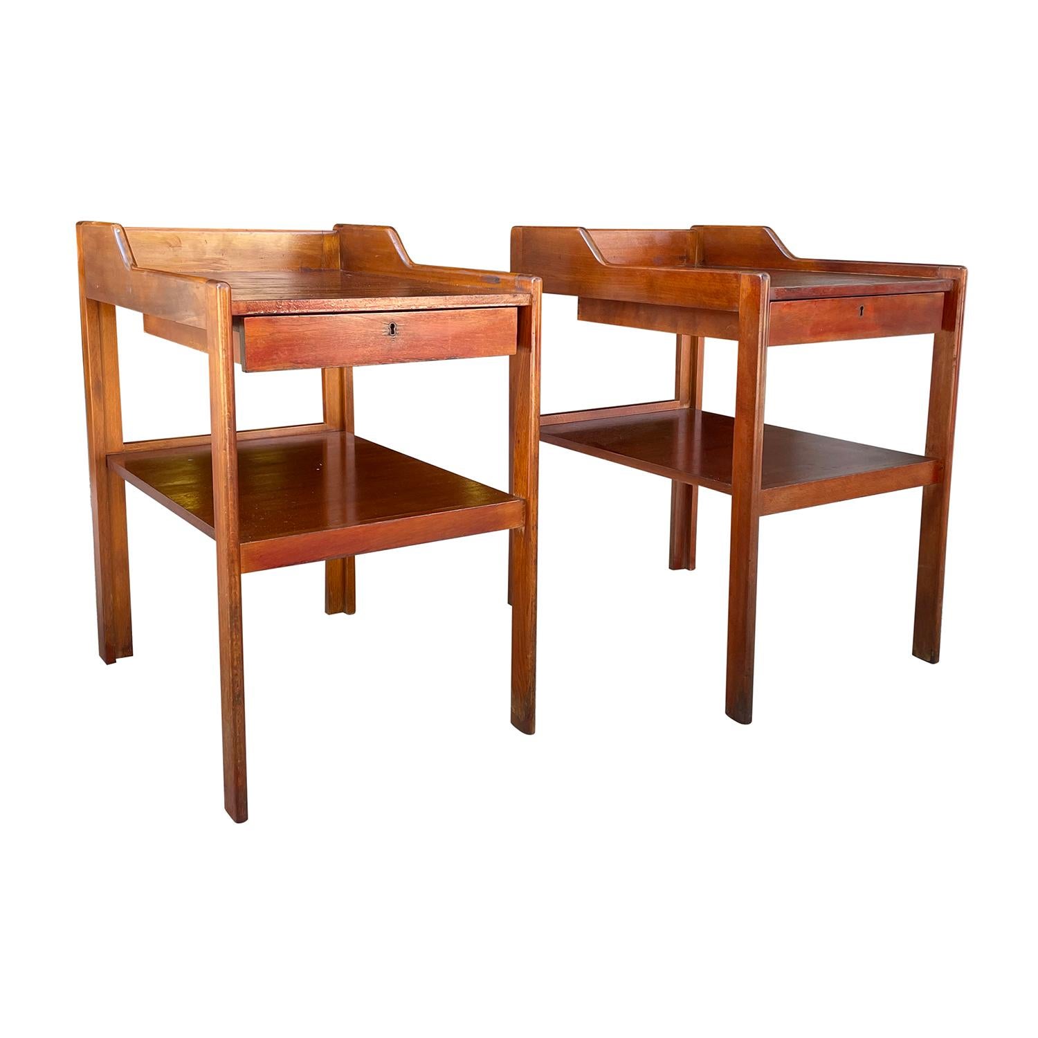 Metal 20th Century Swedish Mahogany Nightstands, Bedside Tables by Carl-Axel Acking