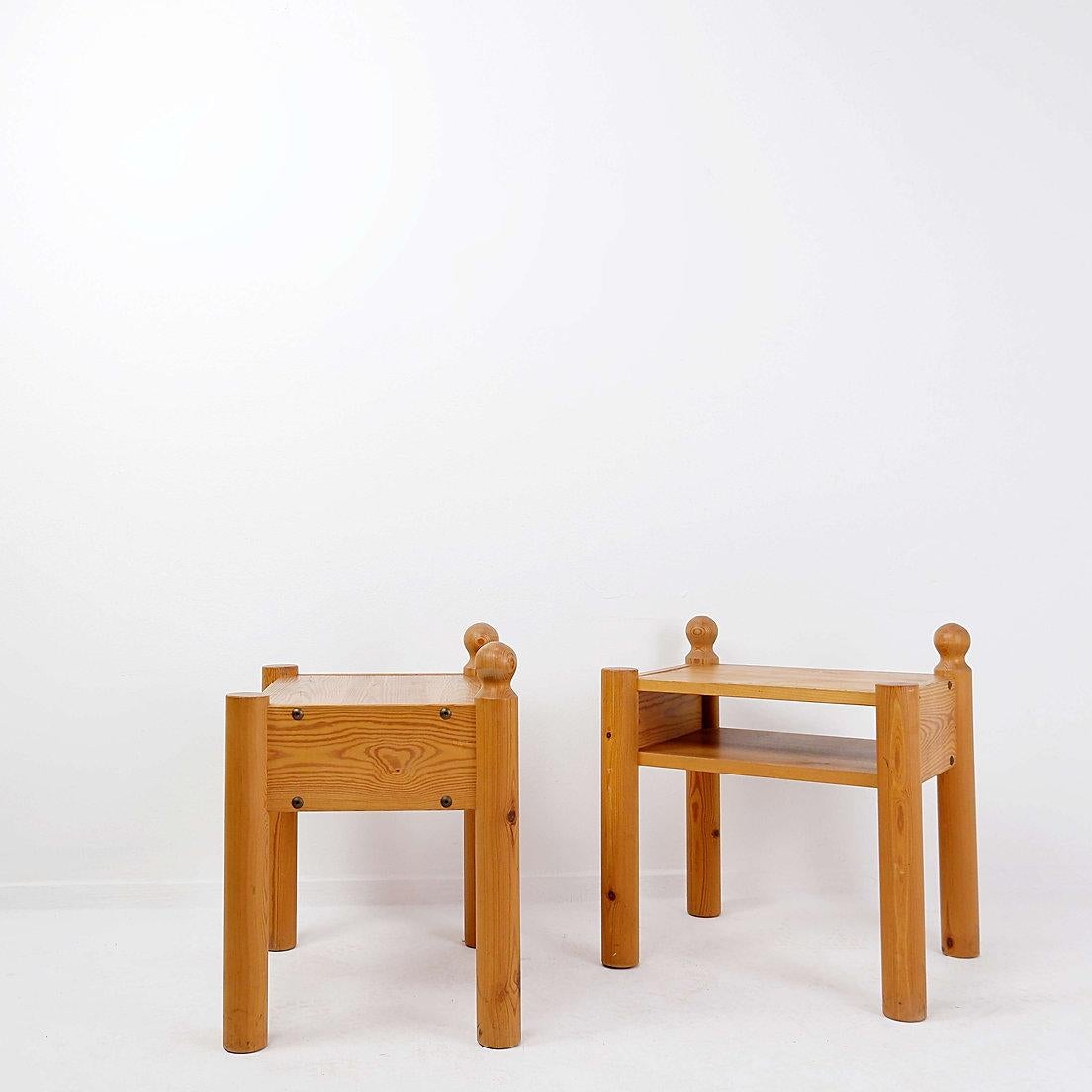 20th-Century Swedish Nightstands in Solid Pine, Set of 2 For Sale 1
