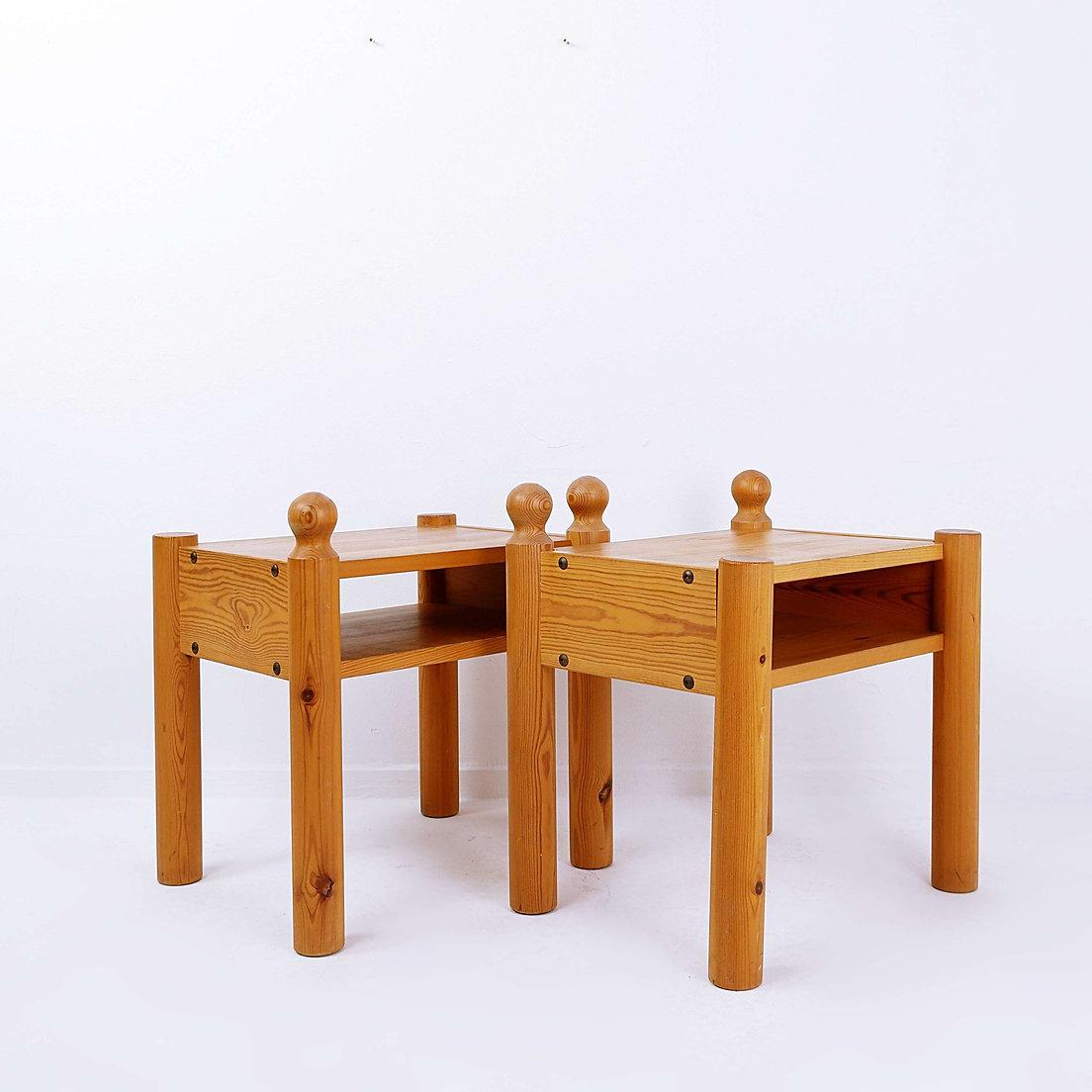 20th-Century Swedish Nightstands in Solid Pine, Set of 2 For Sale 3
