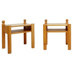 20th-Century Swedish Nightstands in Solid Pine, Set of 2
