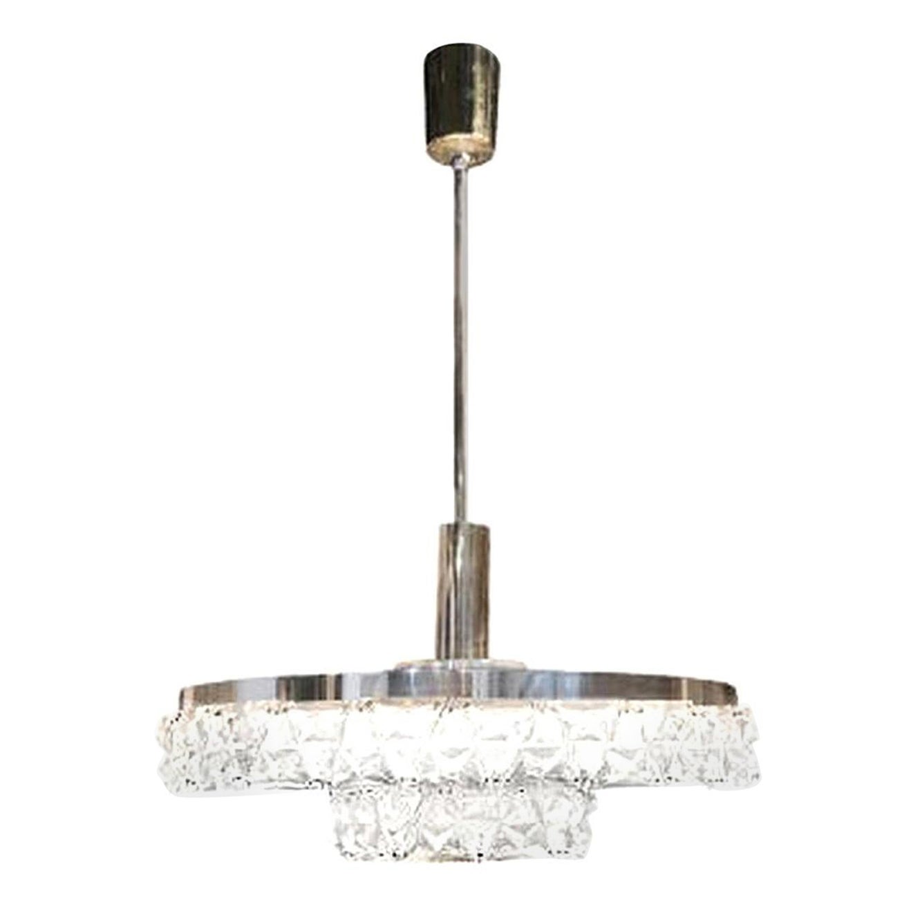 20th Century Swedish Orrefors Glass Ceiling Lamp, Pendant by Carl Fagerlund