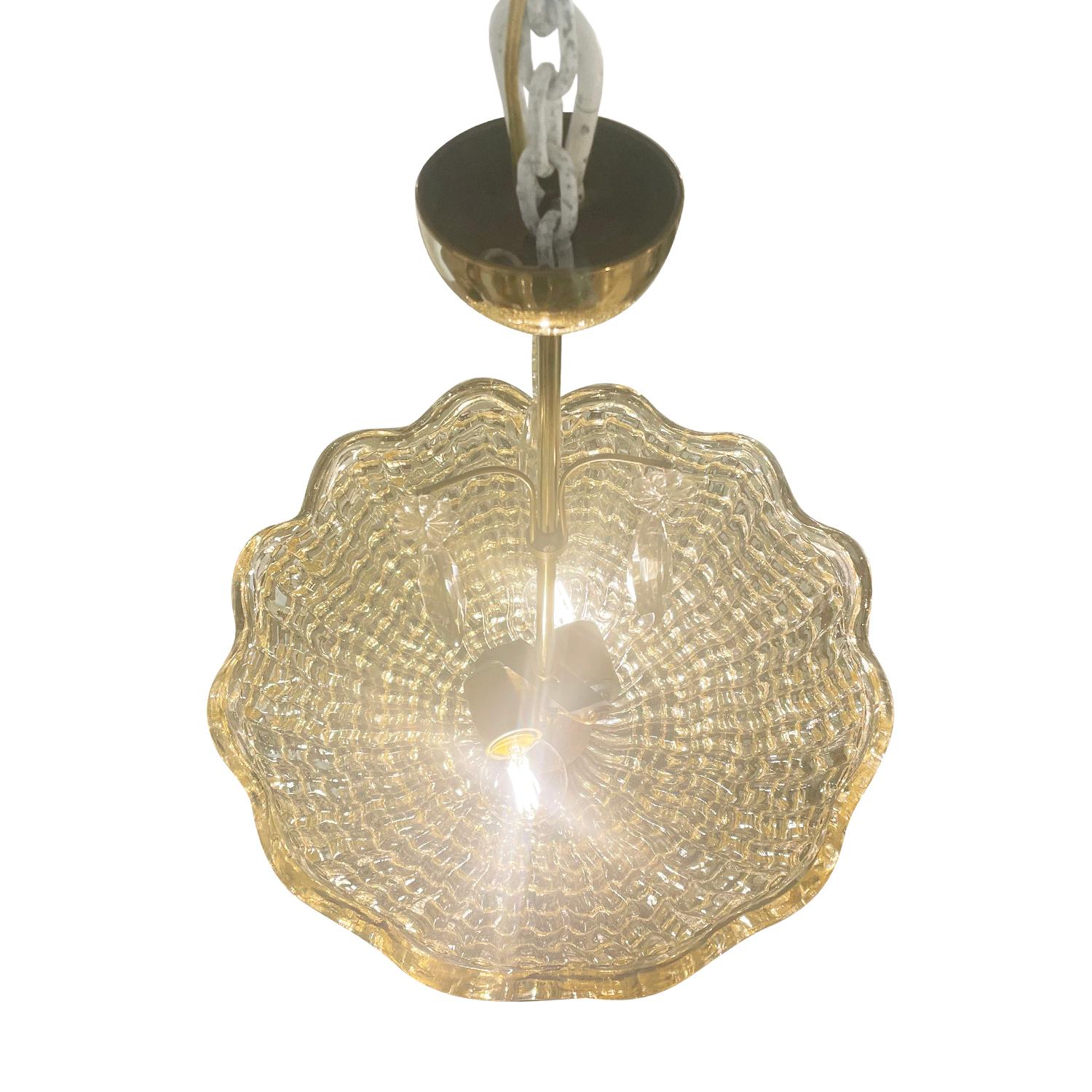 Metal 20th Century Swedish Orrefors Glass Pendant, Scandinavian Lamp by Carl Fagerlund For Sale
