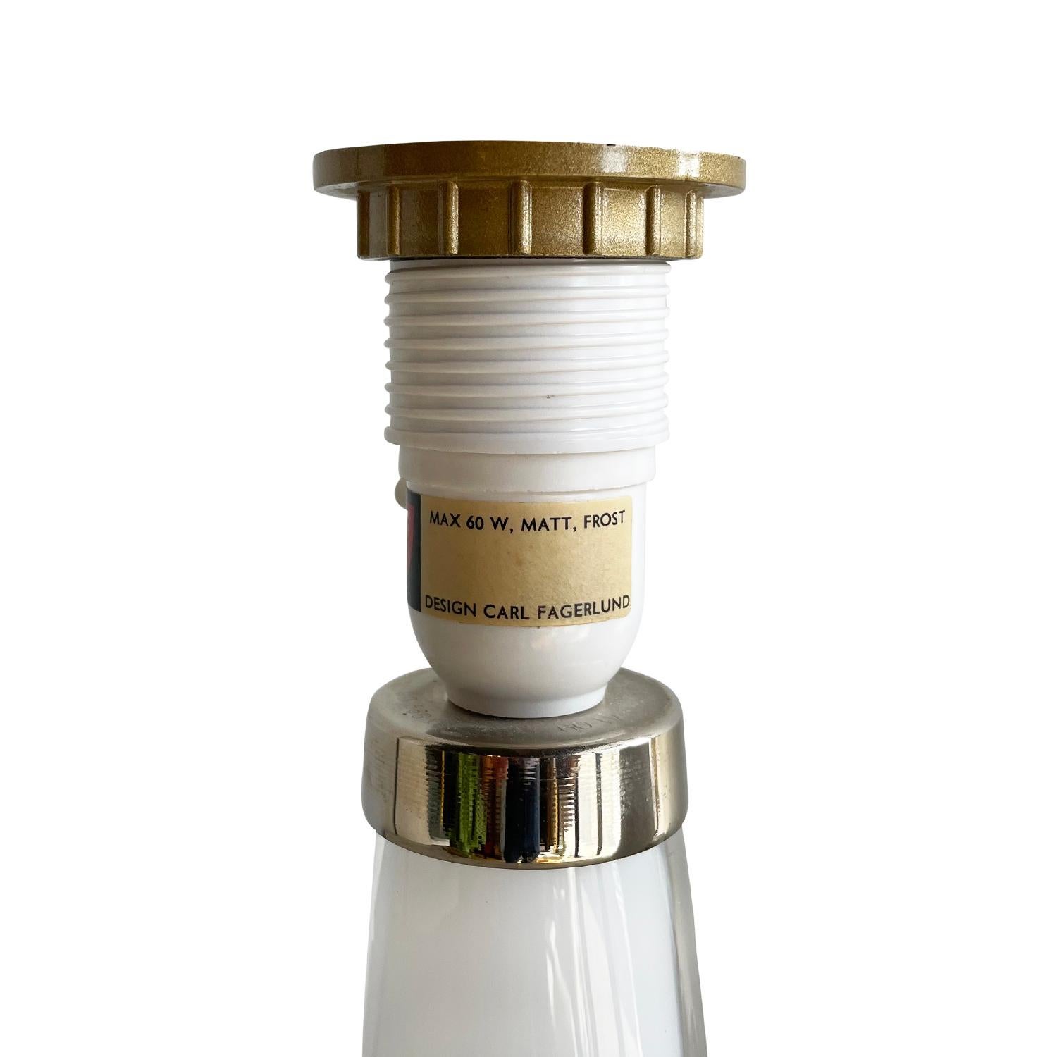 Schwedische Orrefors-Glas-Tischlampe des 20. Jahrhunderts, Schreibtischlampe von Carl Fagerlund im Angebot 3