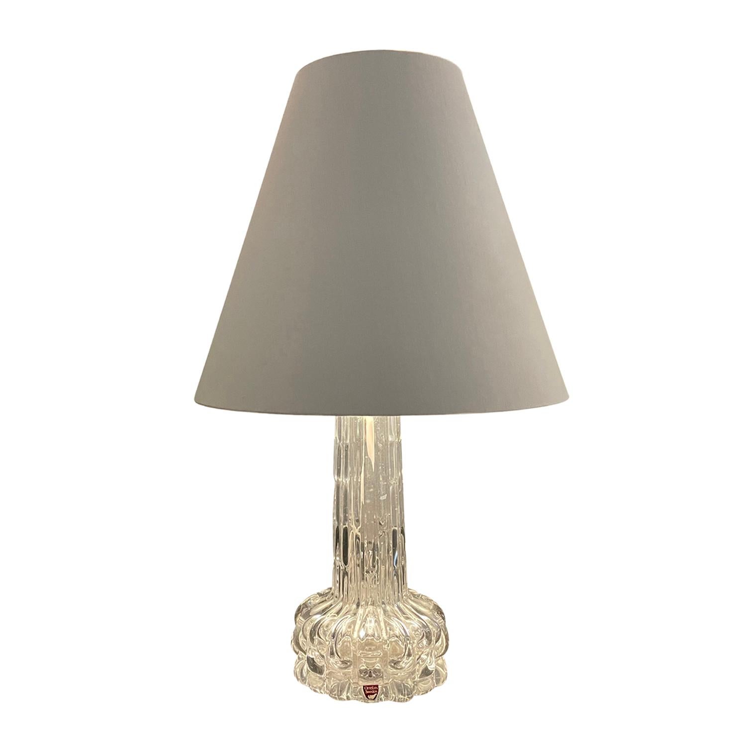 20th Century, Swedish, Orrefors Table Lamp, Scandinavian Light by Carl Fagerlund In Good Condition For Sale In West Palm Beach, FL