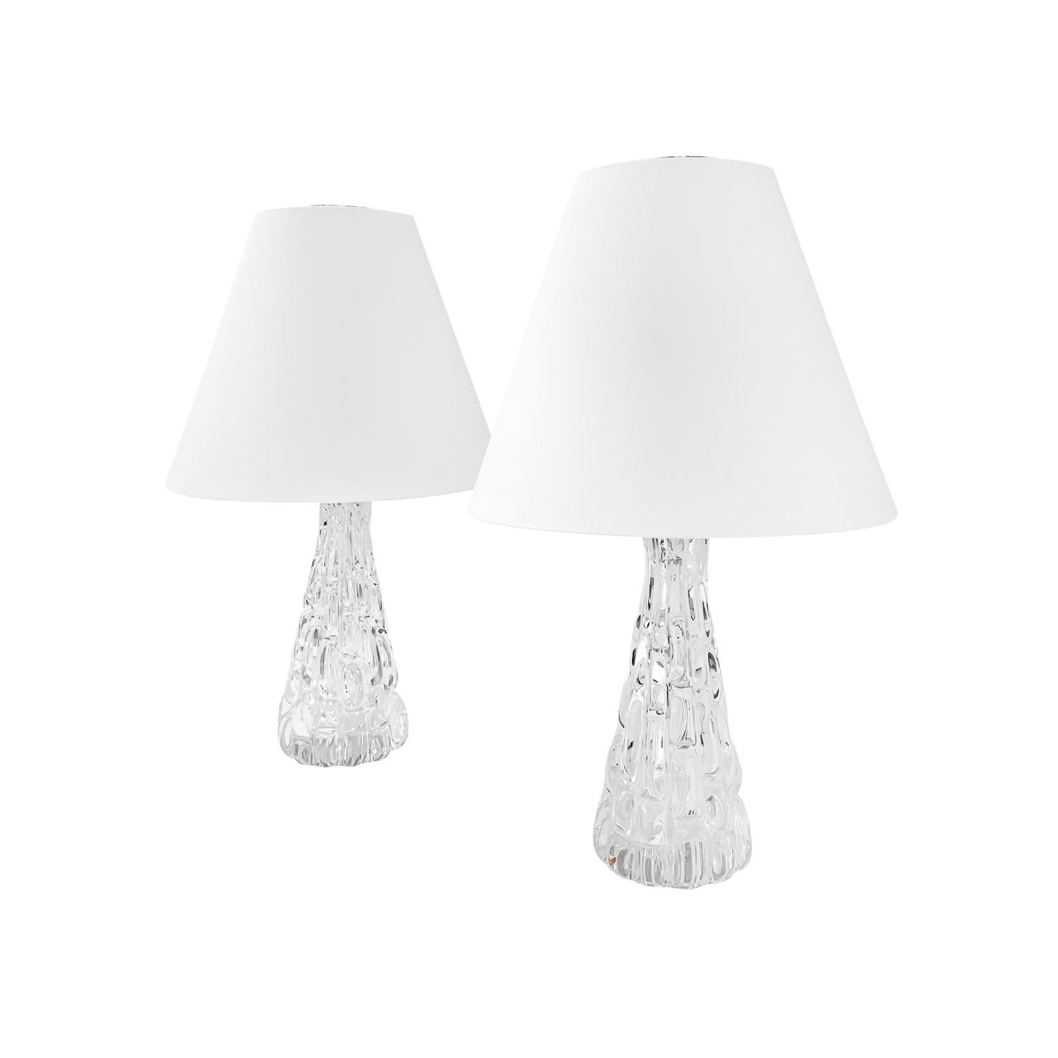 Mid-Century Modern 20th Century Swedish Pair of Orrefors Chrome Table Lights by Carl Fagerlund For Sale