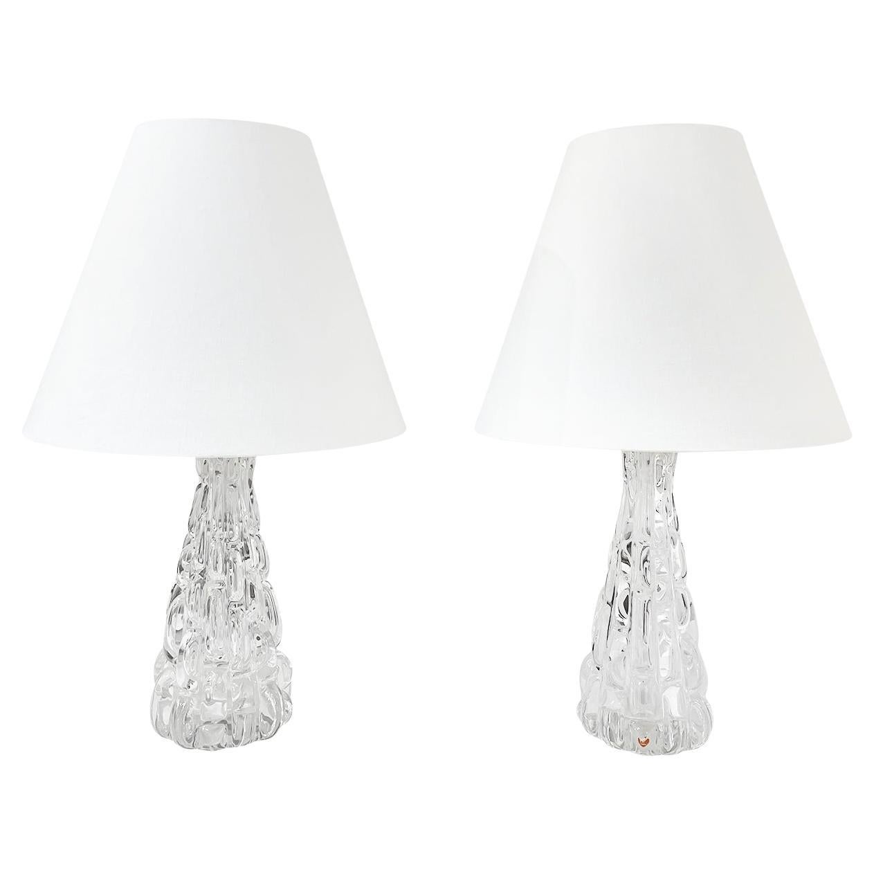 20th Century Swedish Pair of Orrefors Chrome Table Lights by Carl Fagerlund For Sale