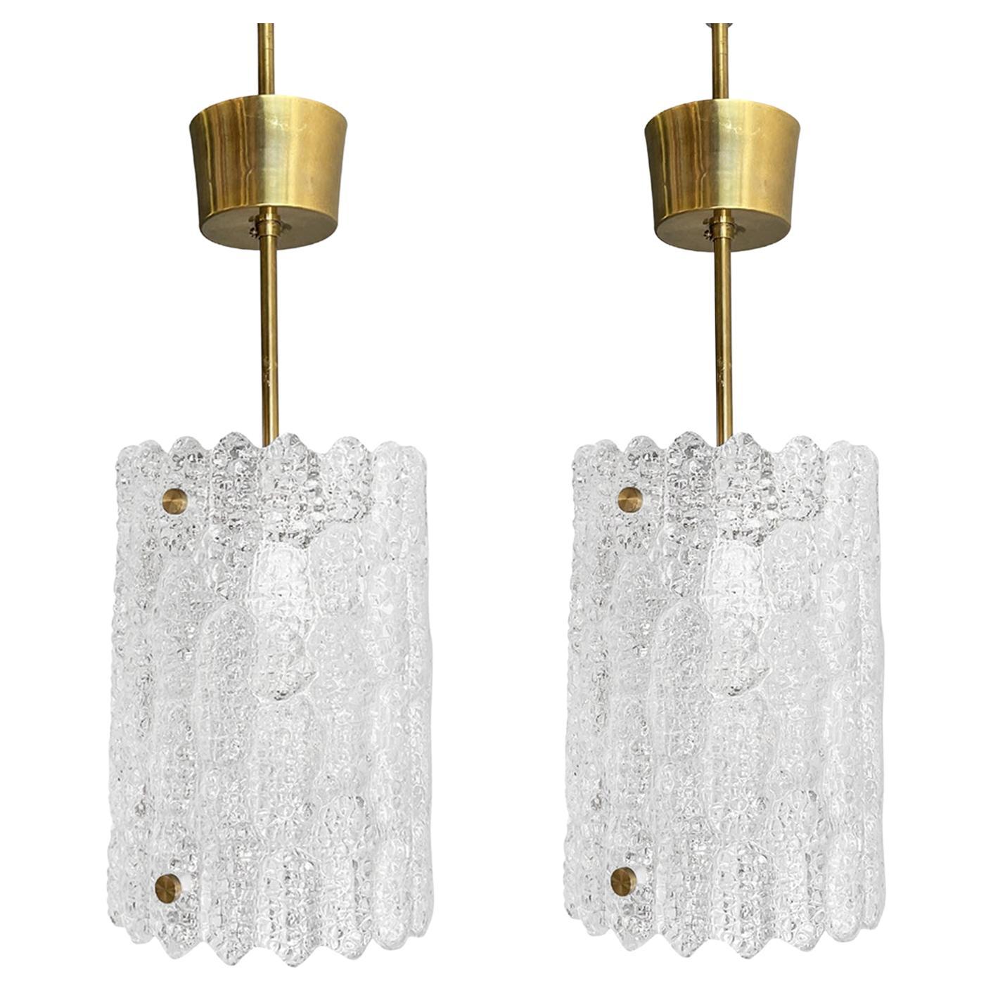 20th Century Swedish Pair of Orrefors Glass Ceiling Lights by Carl Fagerlund