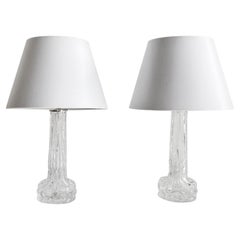 20th Century Swedish Pair of Orrefors Glass Table, Desk Lights by Carl Fagerlund