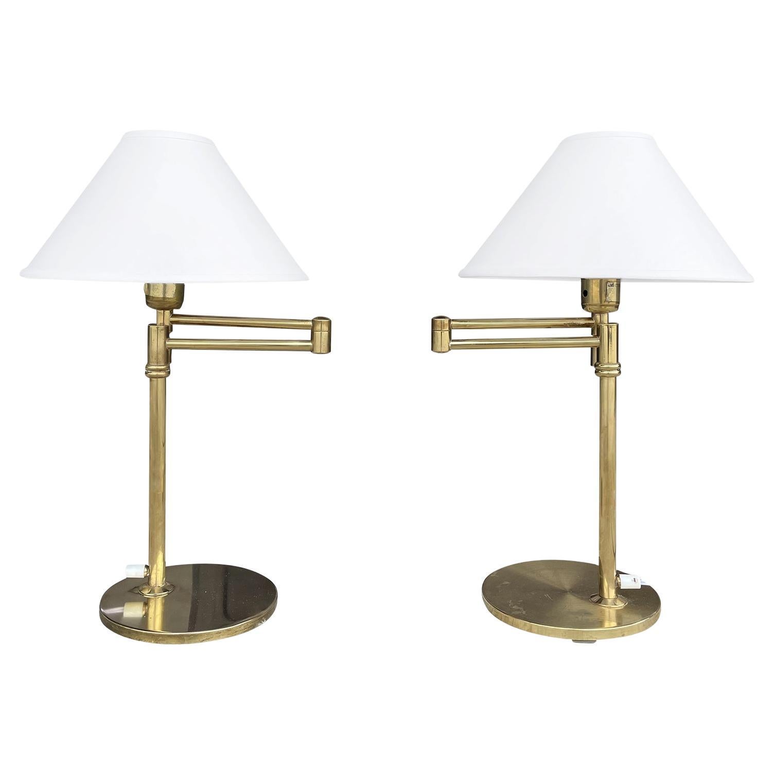 Paire de lampes de lecture en laiton poli du 20e siècle par Ewå Värnamo, Suède