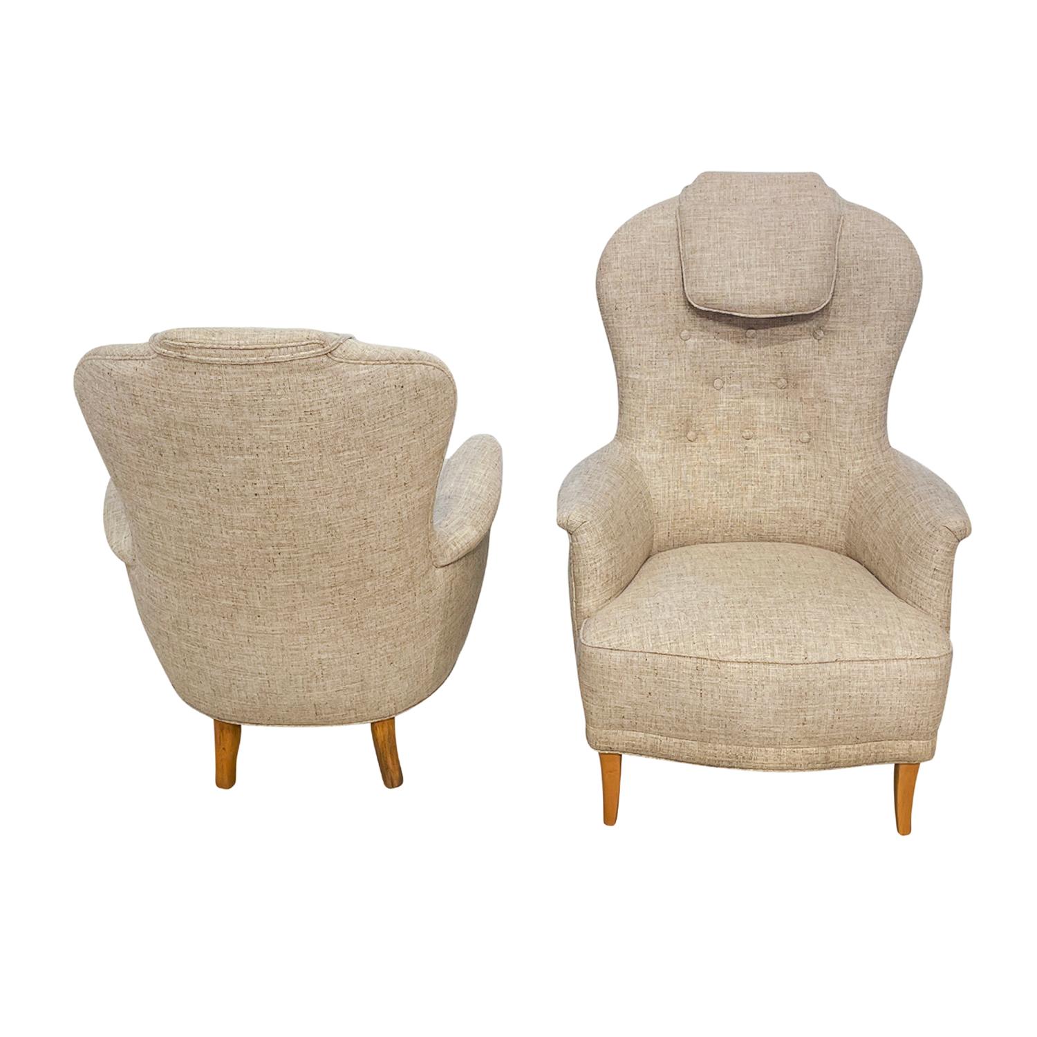 20th Century Swedish Pair of Vintage O.H. Sjögren Armchairs by Carl Malmsten For Sale 1