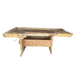20th Century Swedish Pine Carpentry Bench - Antique Scandinavian Work Table