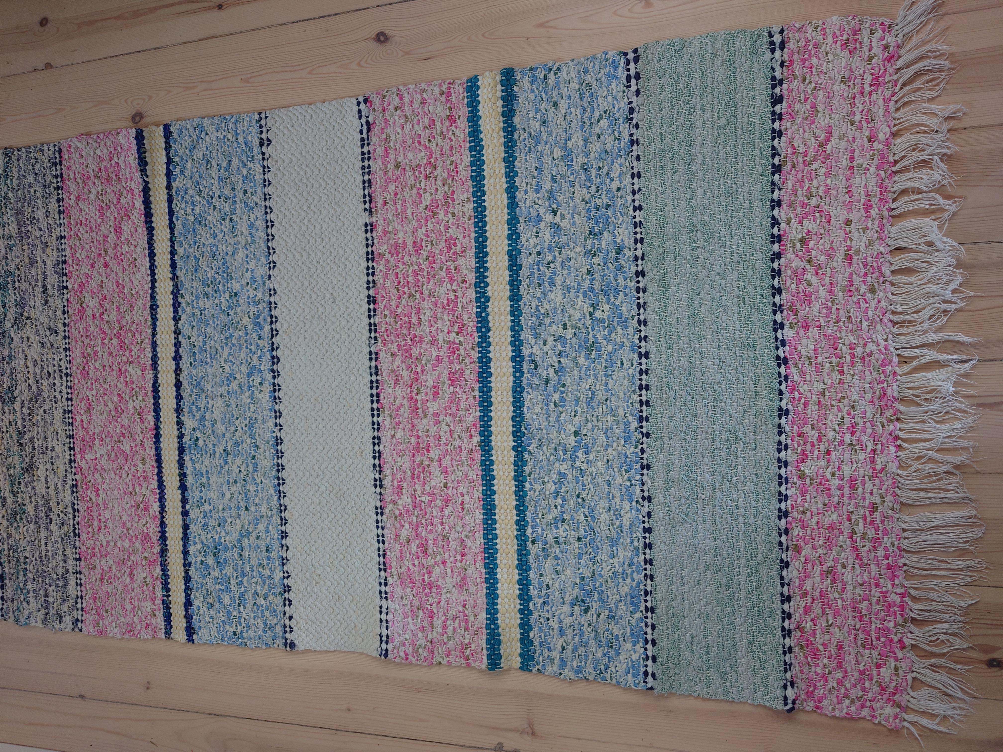 20th Century Swedish Rag Rug  Country Folk Art Hand W In Good Condition For Sale In Boden, SE