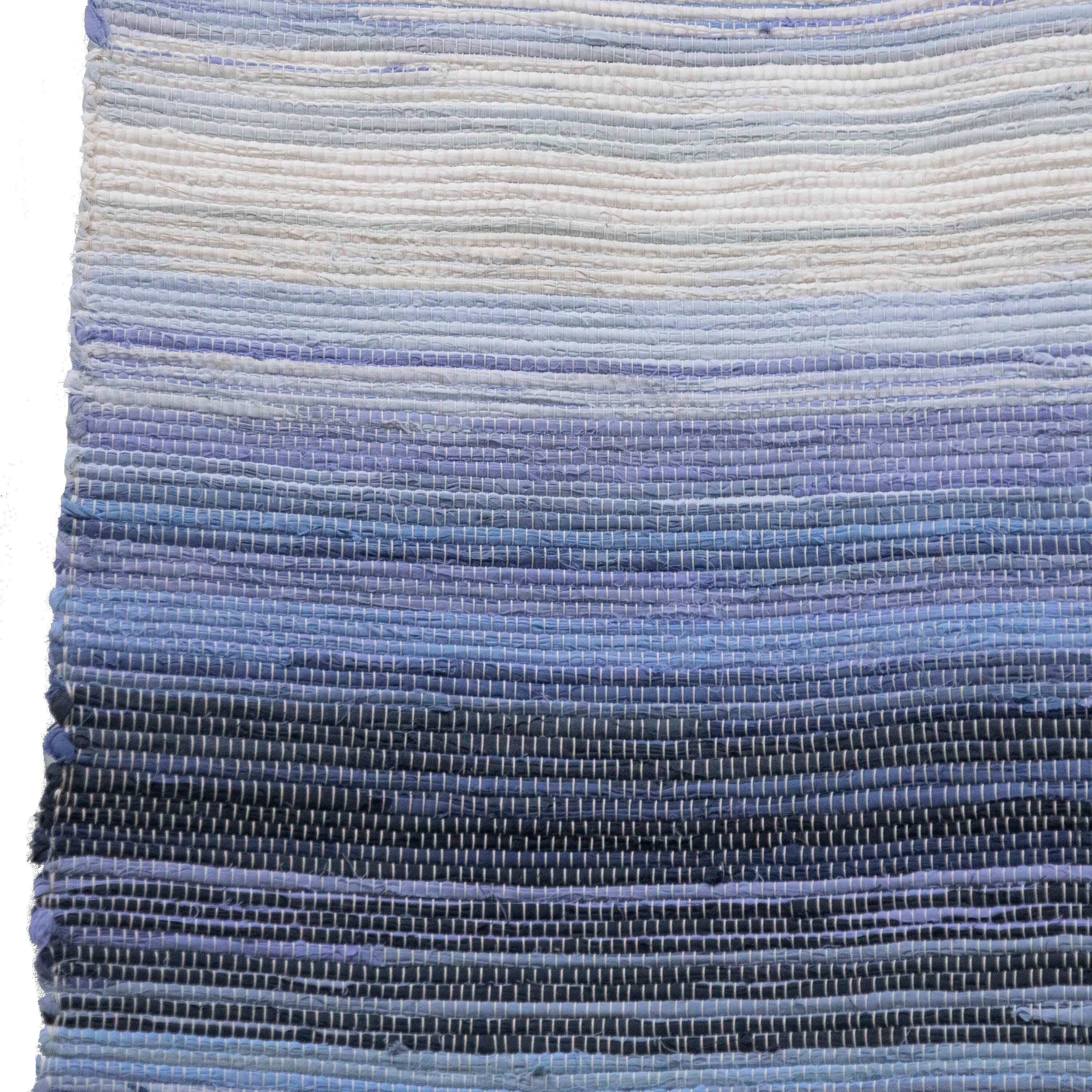 20th century Swedish rag rug. Featuring a large stripe design throughout in tones of blue and white. This rug can be machine-washed at 30 degrees.
RT6024490.