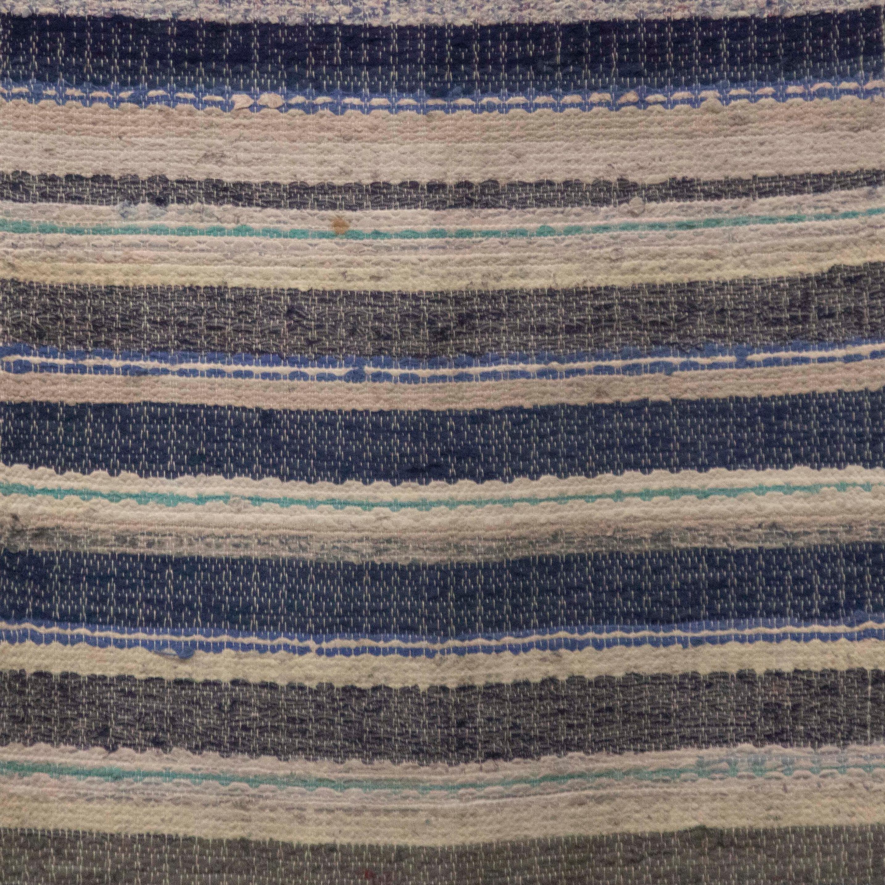 20th Century Swedish rag rug. Featuring a large stripe design throughout in tones of blue, black and grey. This rug can be machine-washed at 30 degrees.
RT6024576
