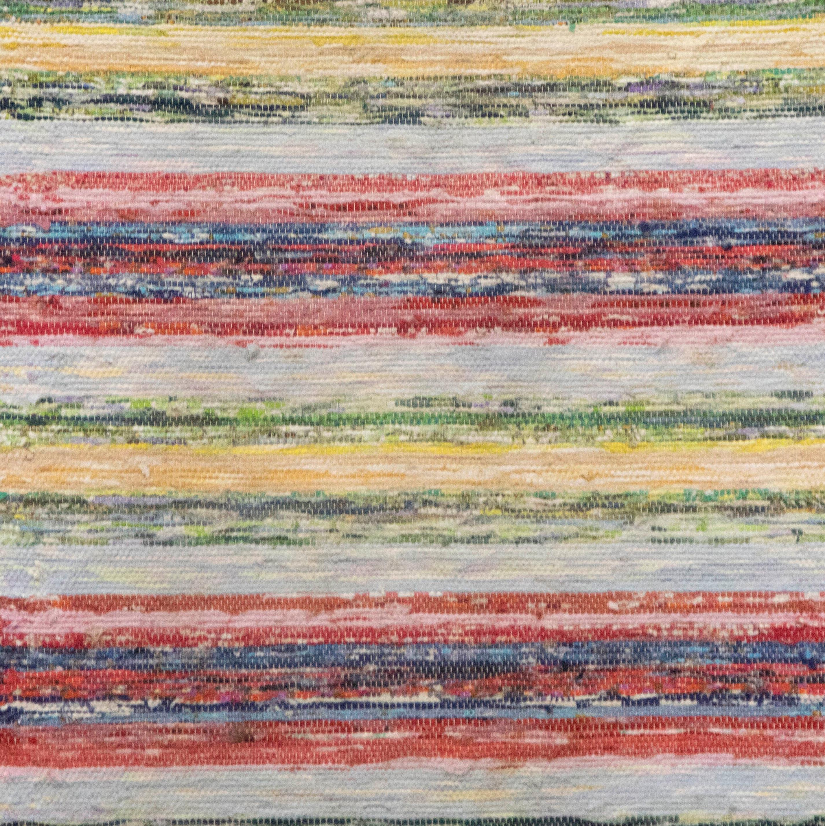 20th Century Swedish rag rug. Featuring a stripe design in tones of green, yellow, blue, and red. This rug is machine washable at 30 degrees.
RT6024592