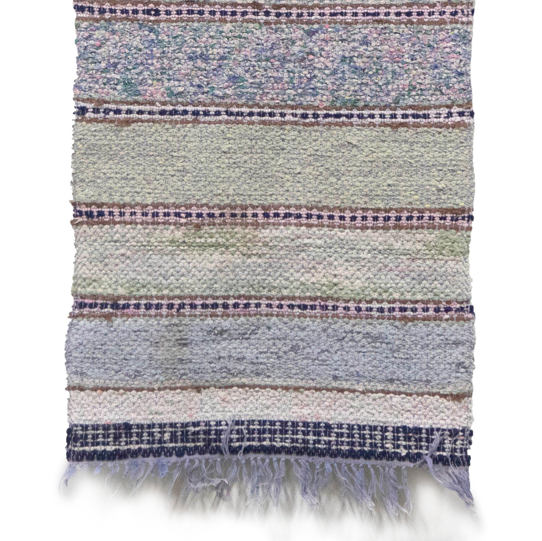 20th century Swedish rag rug. Featuring a stripe design in tones of blue and green. This rug is machine washable at 30 degrees.
RT6024602