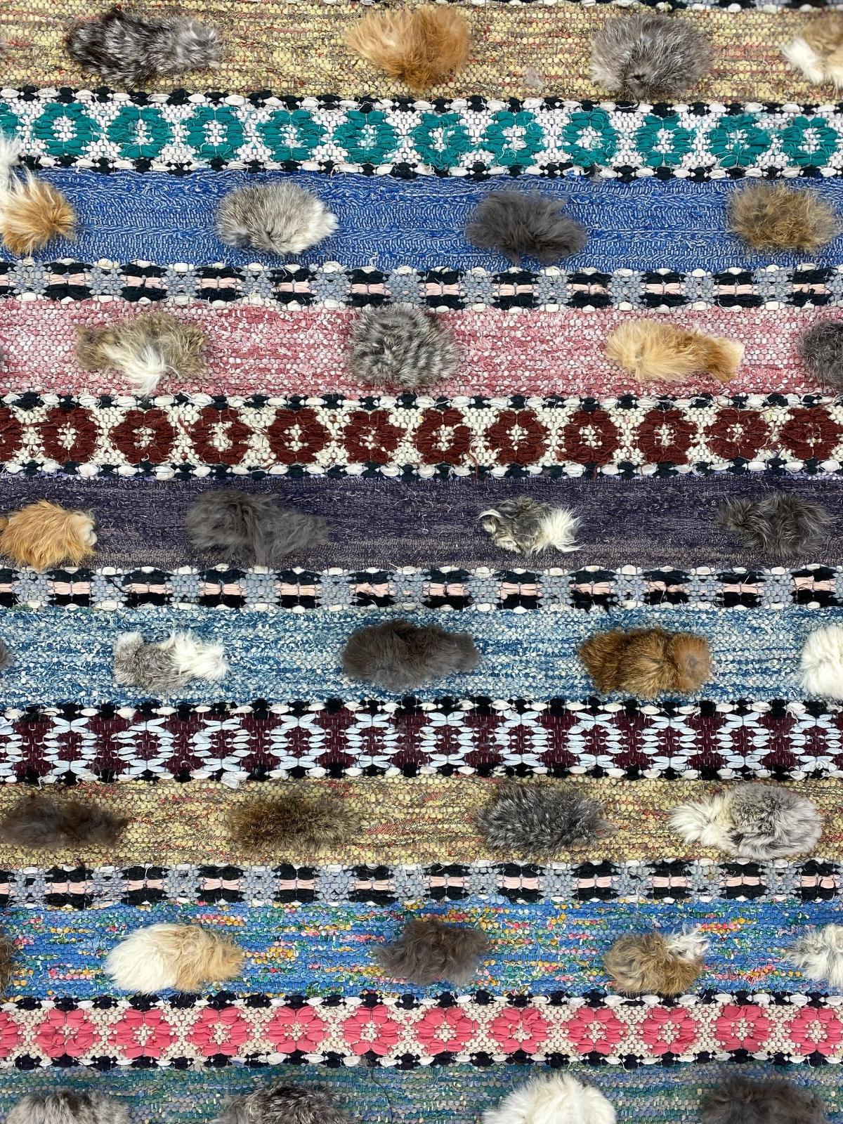 Scandinavian Modern 20th Century Swedish rag rug Hälsinglands Idenors socken  - handwoven  For Sale