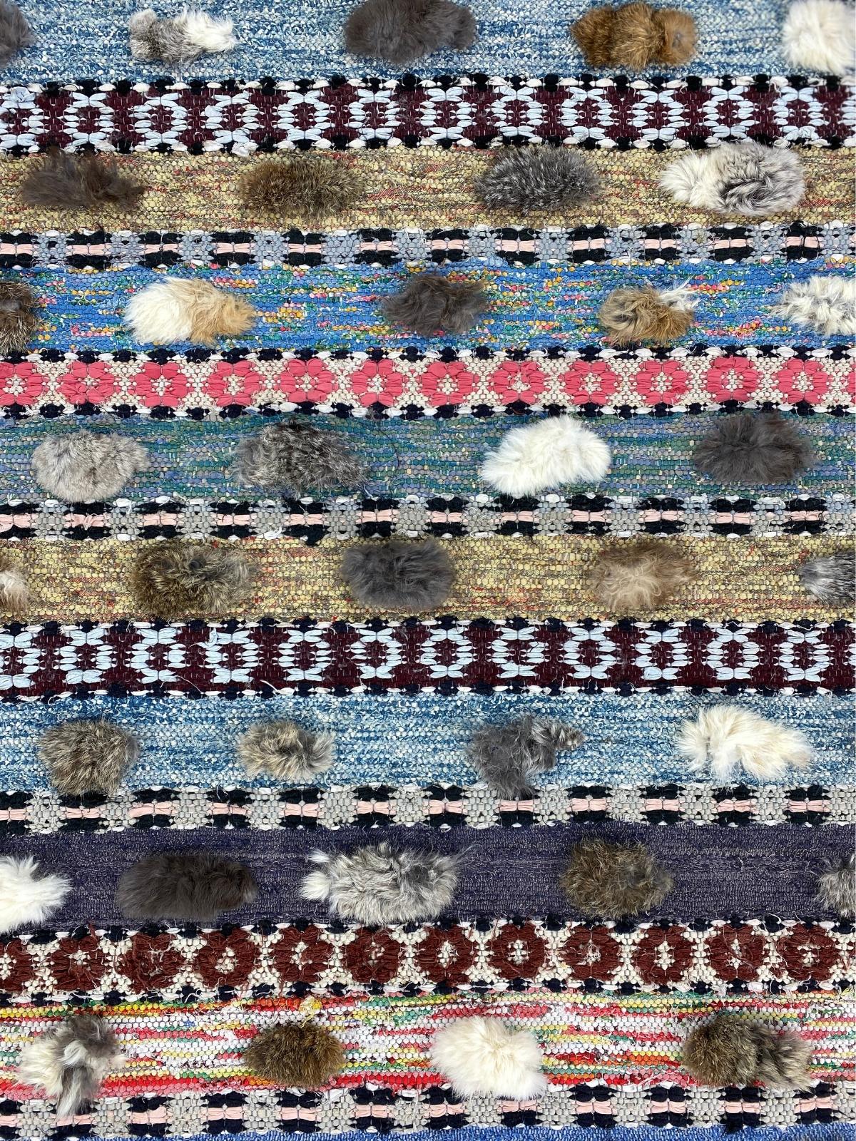 Fur 20th Century Swedish rag rug Hälsinglands Idenors socken  - handwoven  For Sale
