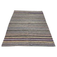 Used 20th Century Swedish rag rug Hälsinglands Söderhamn  - handwoven 