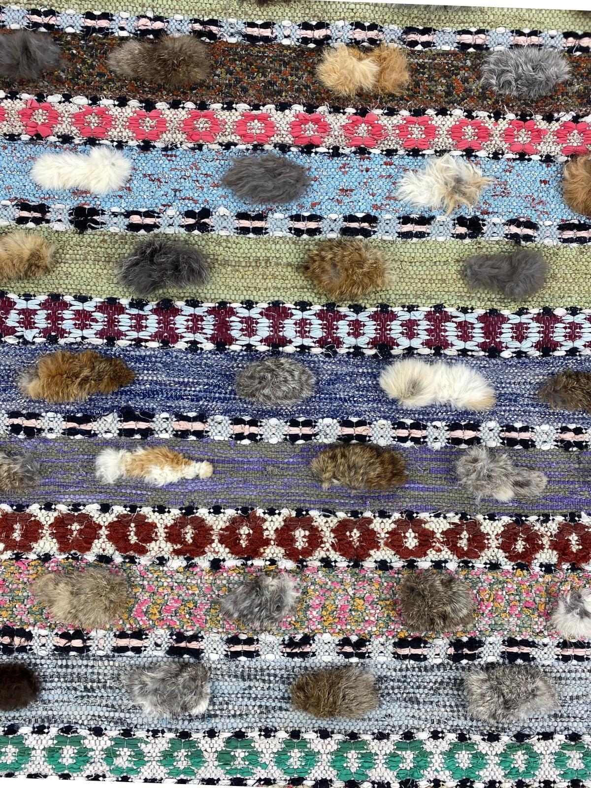 Scandinavian Modern 20th Century Swedish rag rug Hälsinglands Trönö - handwoven  For Sale