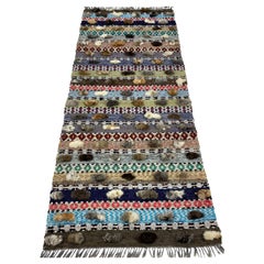 Used 20th Century Swedish rag rug Hälsinglands Trönö - handwoven 