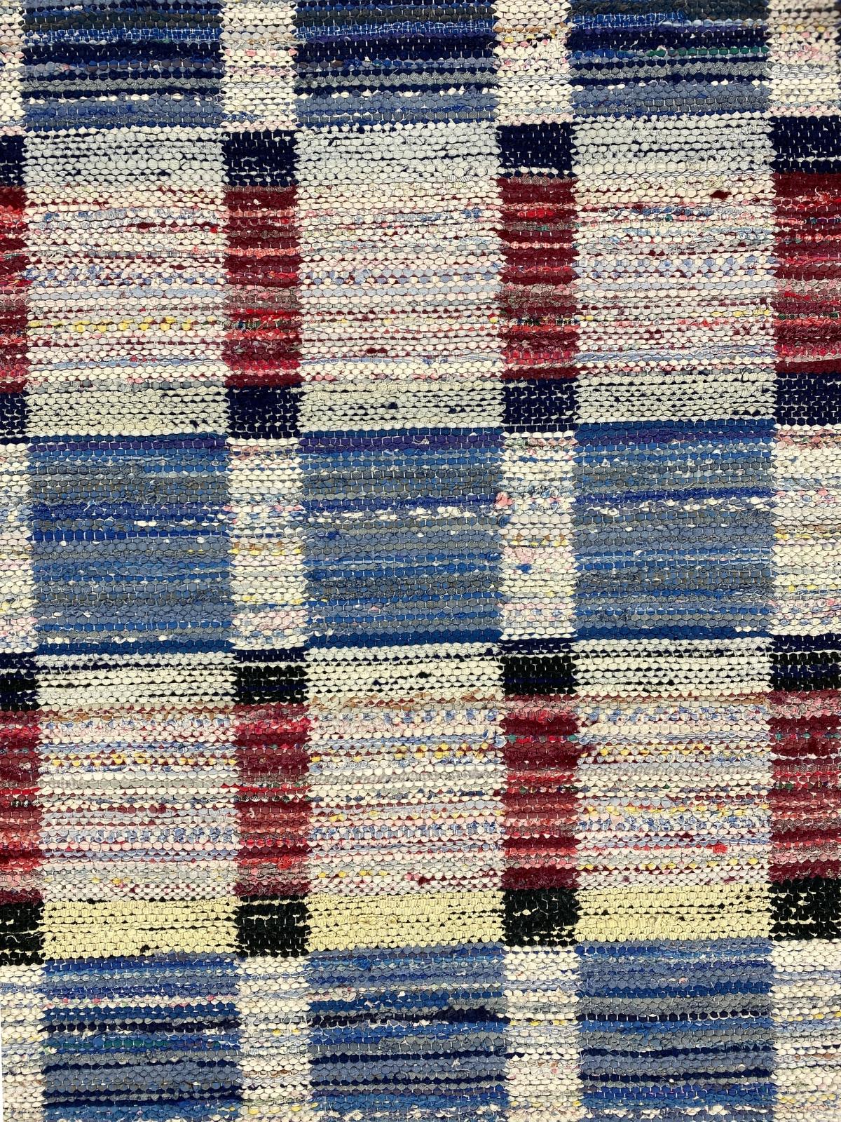 Hand-Woven 20th Century Swedish rag rug Hälsinglands Undersvik  - handwoven 