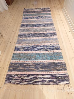 20th Century Swedish Rag Rug hand woven country Folkart