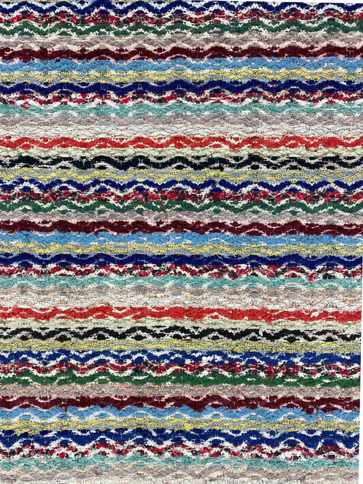Cotton 20th Century Swedish rag rug Smålands Doris Nr:4  - handwoven  For Sale