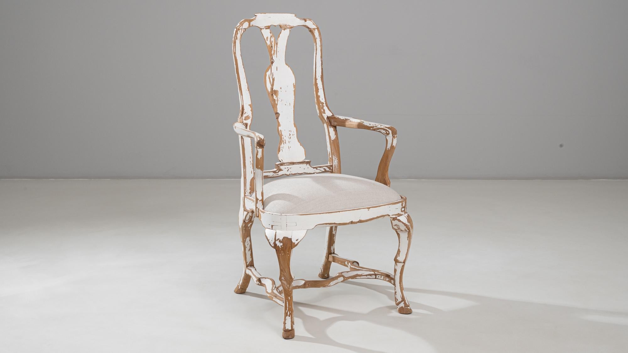 Chaise de salle à manger suédoise du 20e siècle, néo-rococo, en bois patiné en vente 5