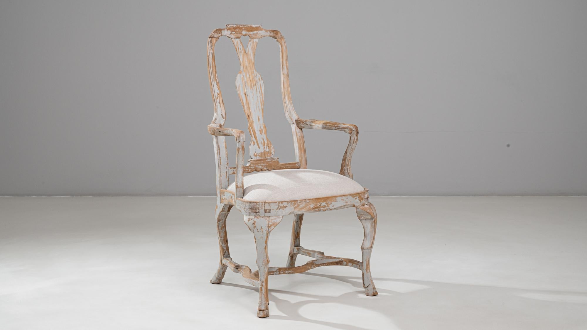 Chaise de salle à manger suédoise du 20e siècle, néo-rococo, en bois patiné en vente 5