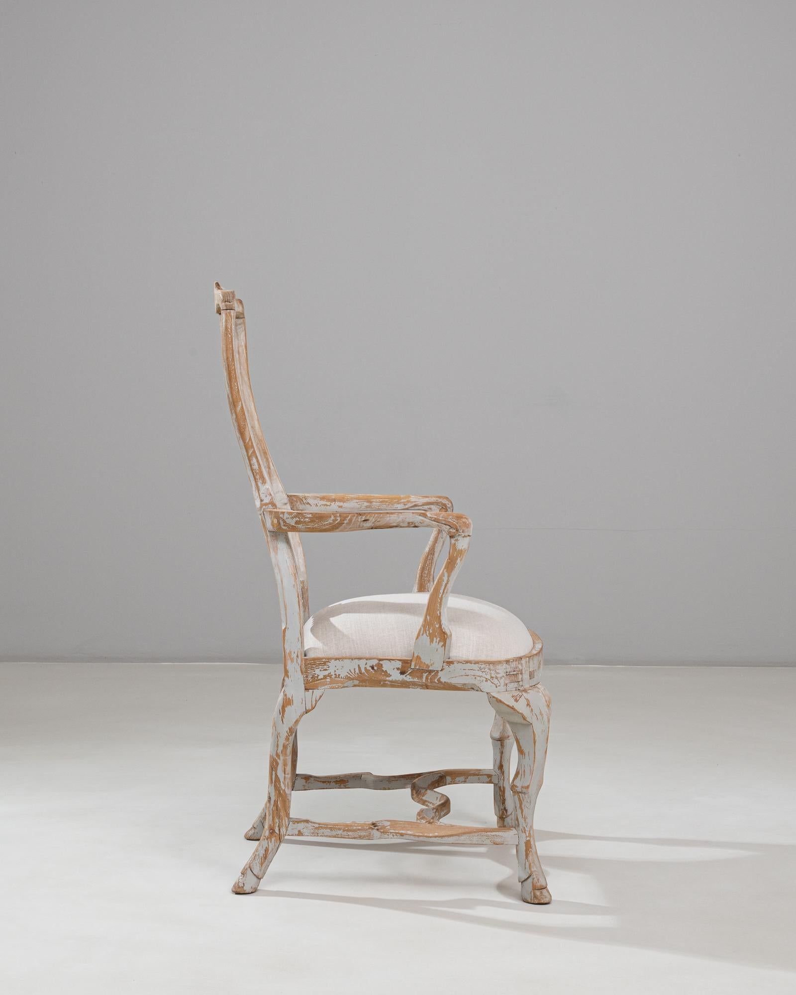 Néo-rococo Chaise de salle à manger suédoise du 20e siècle, néo-rococo, en bois patiné en vente