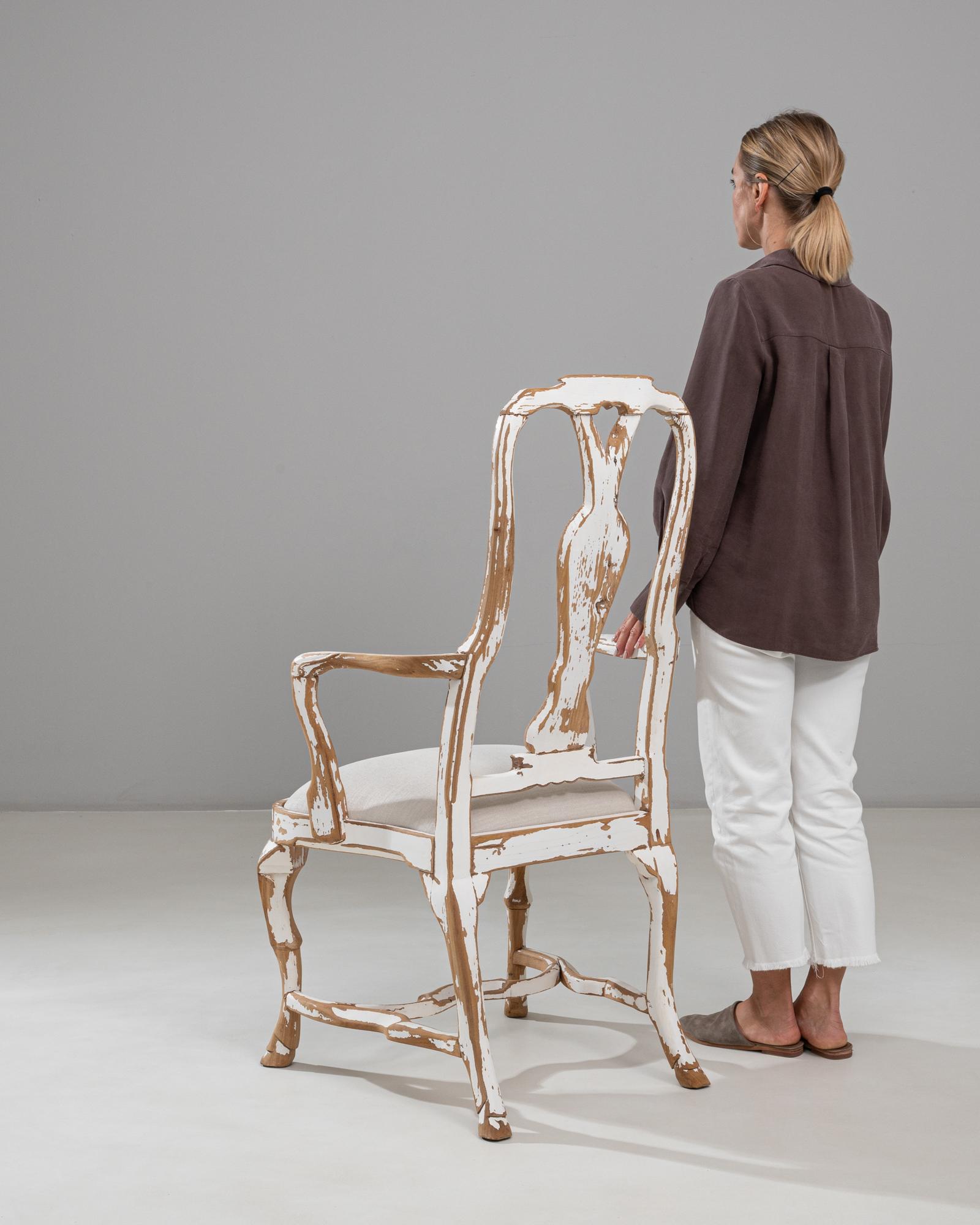 20ième siècle Chaise de salle à manger suédoise du 20e siècle, néo-rococo, en bois patiné en vente