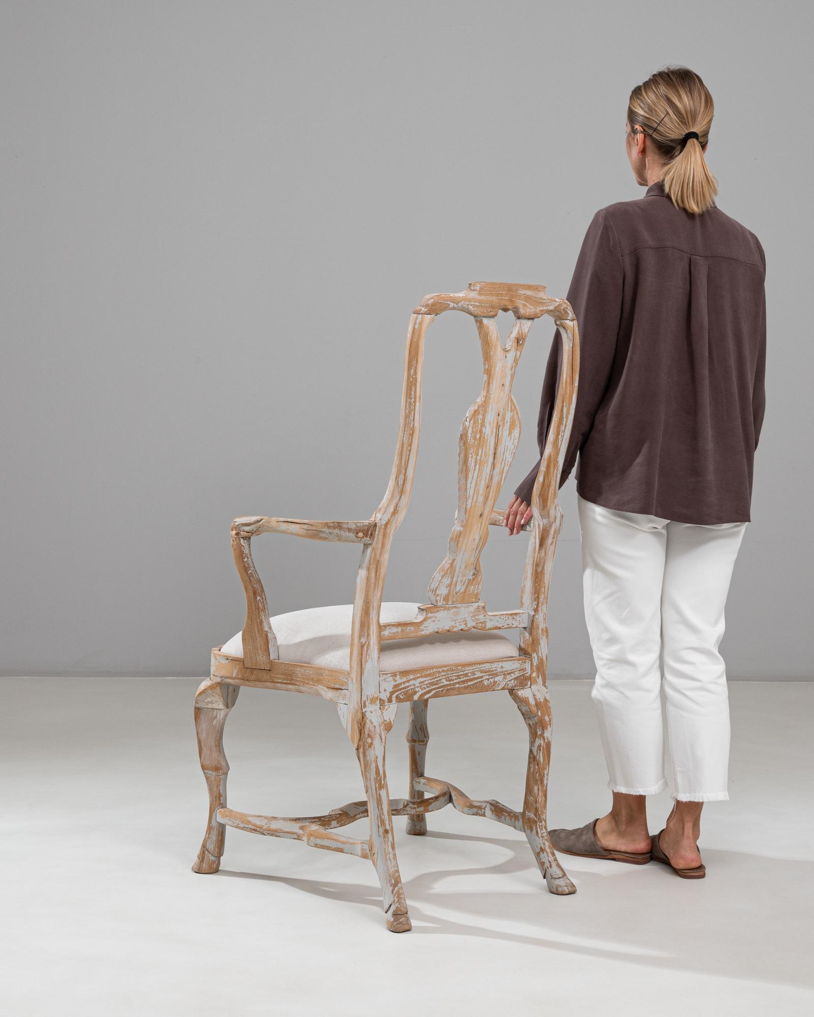 20ième siècle Chaise de salle à manger suédoise du 20e siècle, néo-rococo, en bois patiné en vente