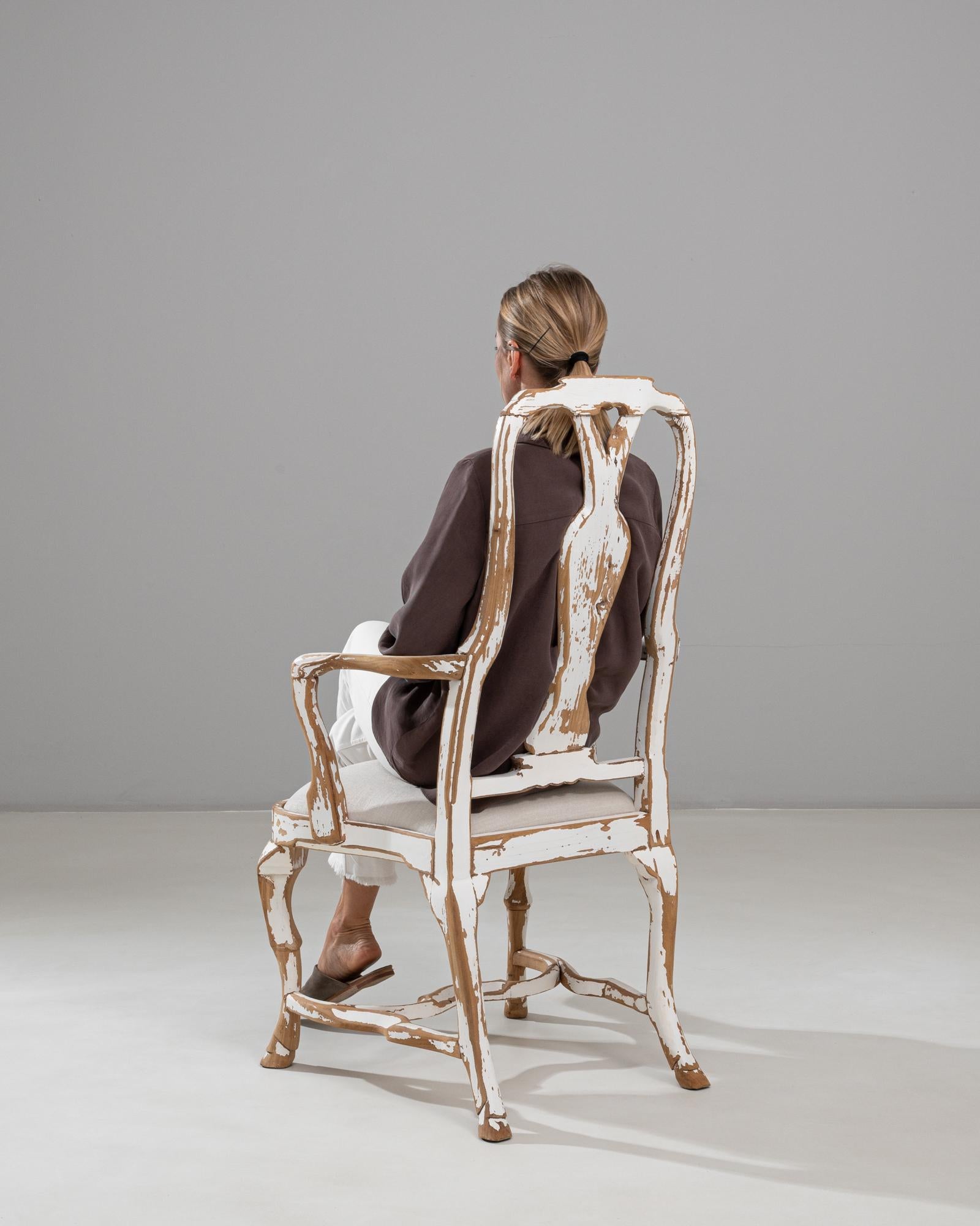 Bois Chaise de salle à manger suédoise du 20e siècle, néo-rococo, en bois patiné en vente