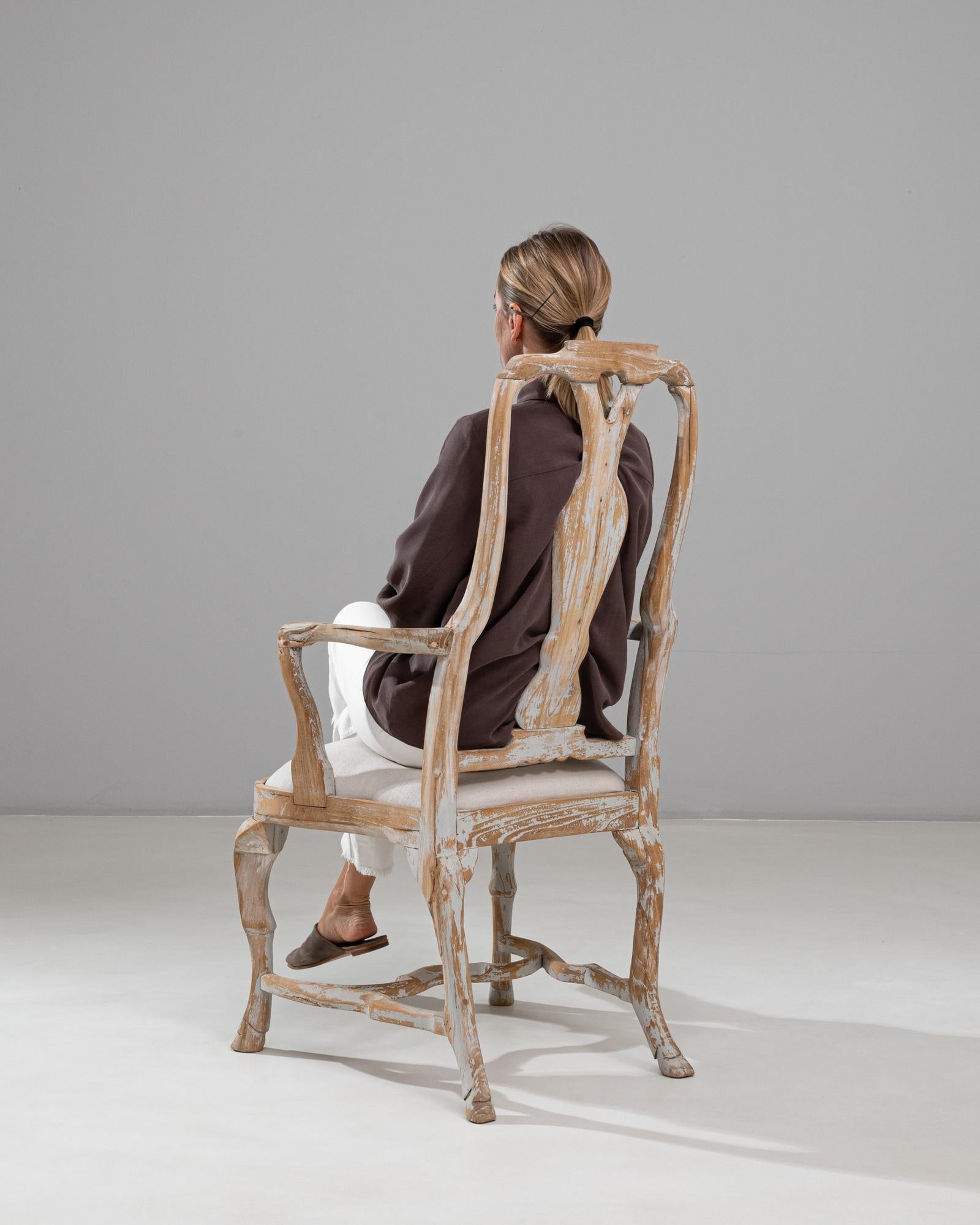 Bois Chaise de salle à manger suédoise du 20e siècle, néo-rococo, en bois patiné en vente