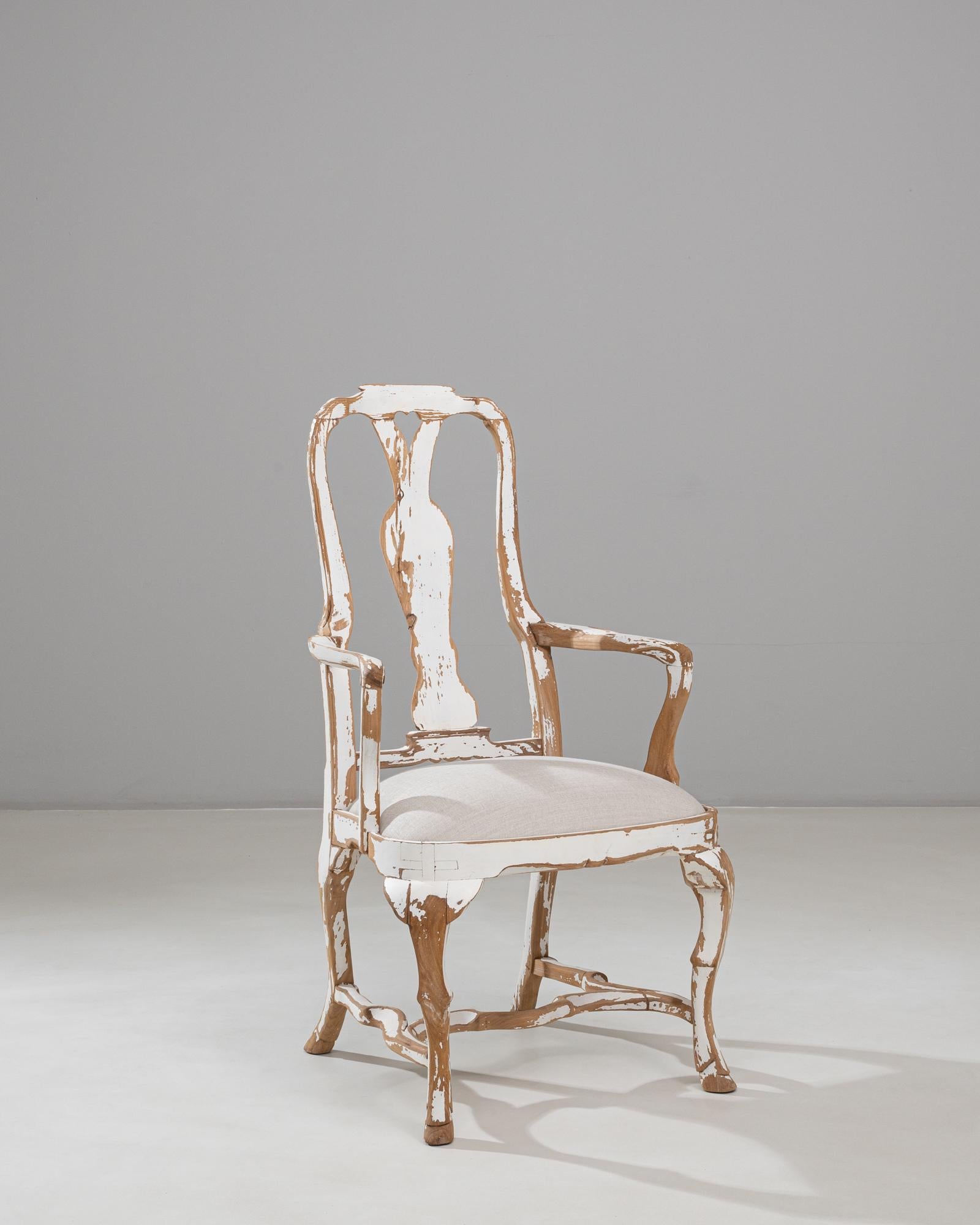 Chaise de salle à manger suédoise du 20e siècle, néo-rococo, en bois patiné en vente 1