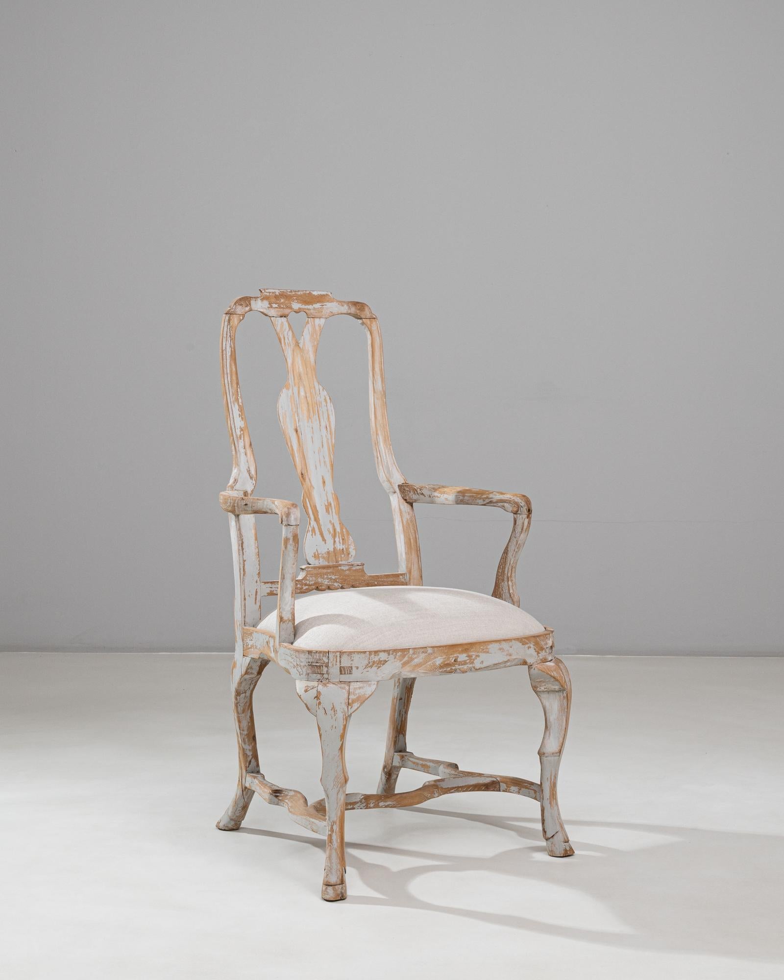 Chaise de salle à manger suédoise du 20e siècle, néo-rococo, en bois patiné en vente 1