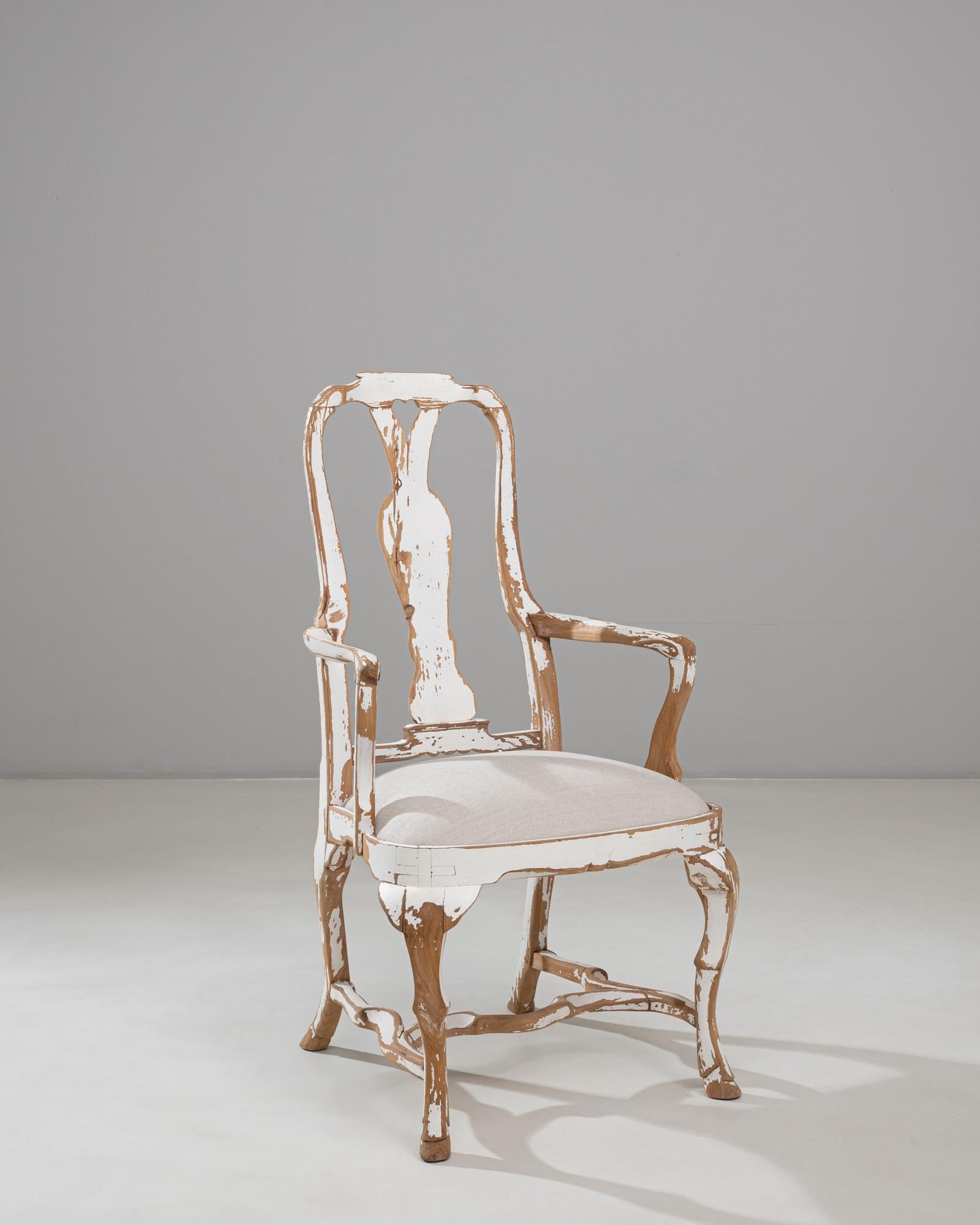 Chaise de salle à manger suédoise du 20e siècle, néo-rococo, en bois patiné en vente 2