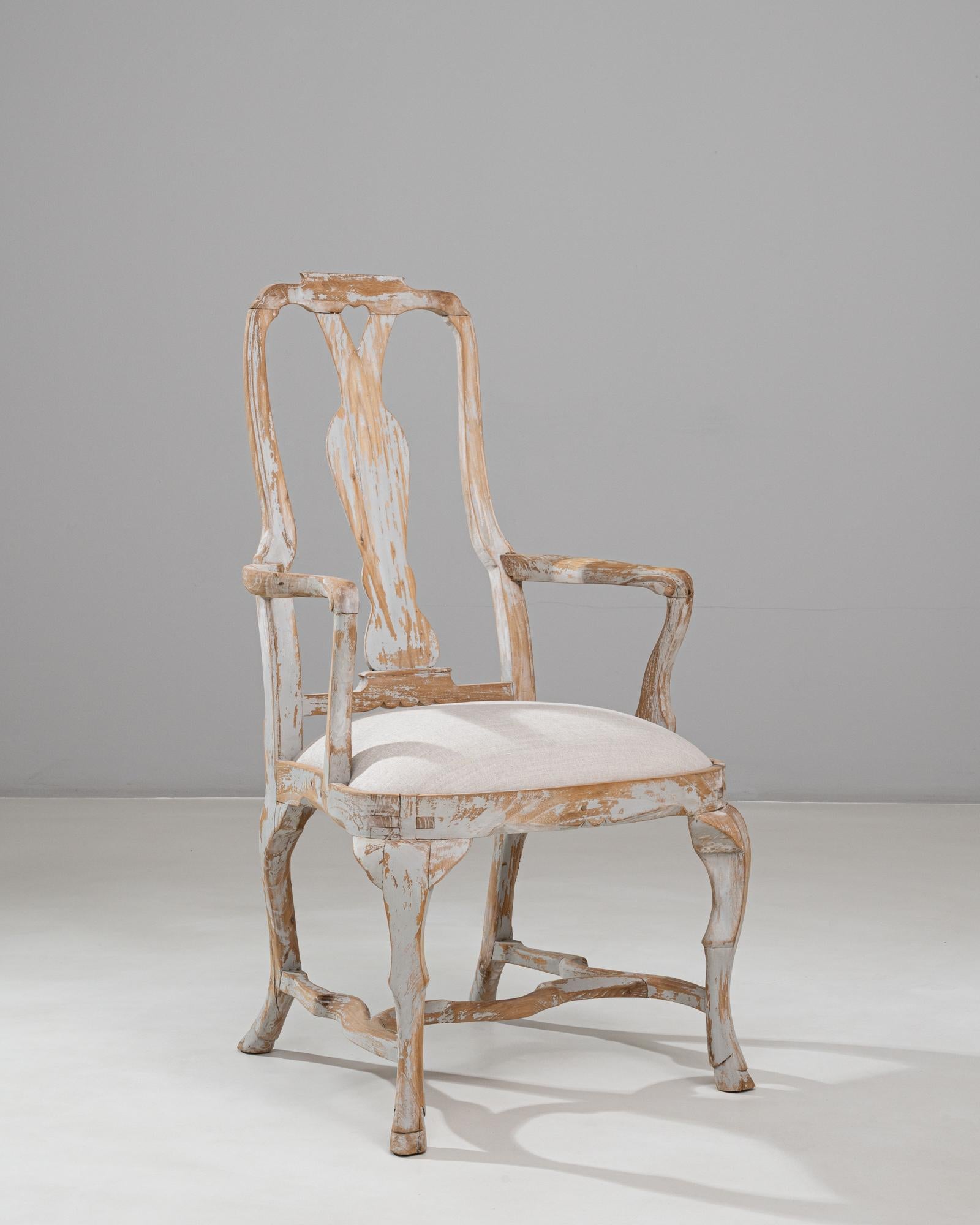 Chaise de salle à manger suédoise du 20e siècle, néo-rococo, en bois patiné en vente 2