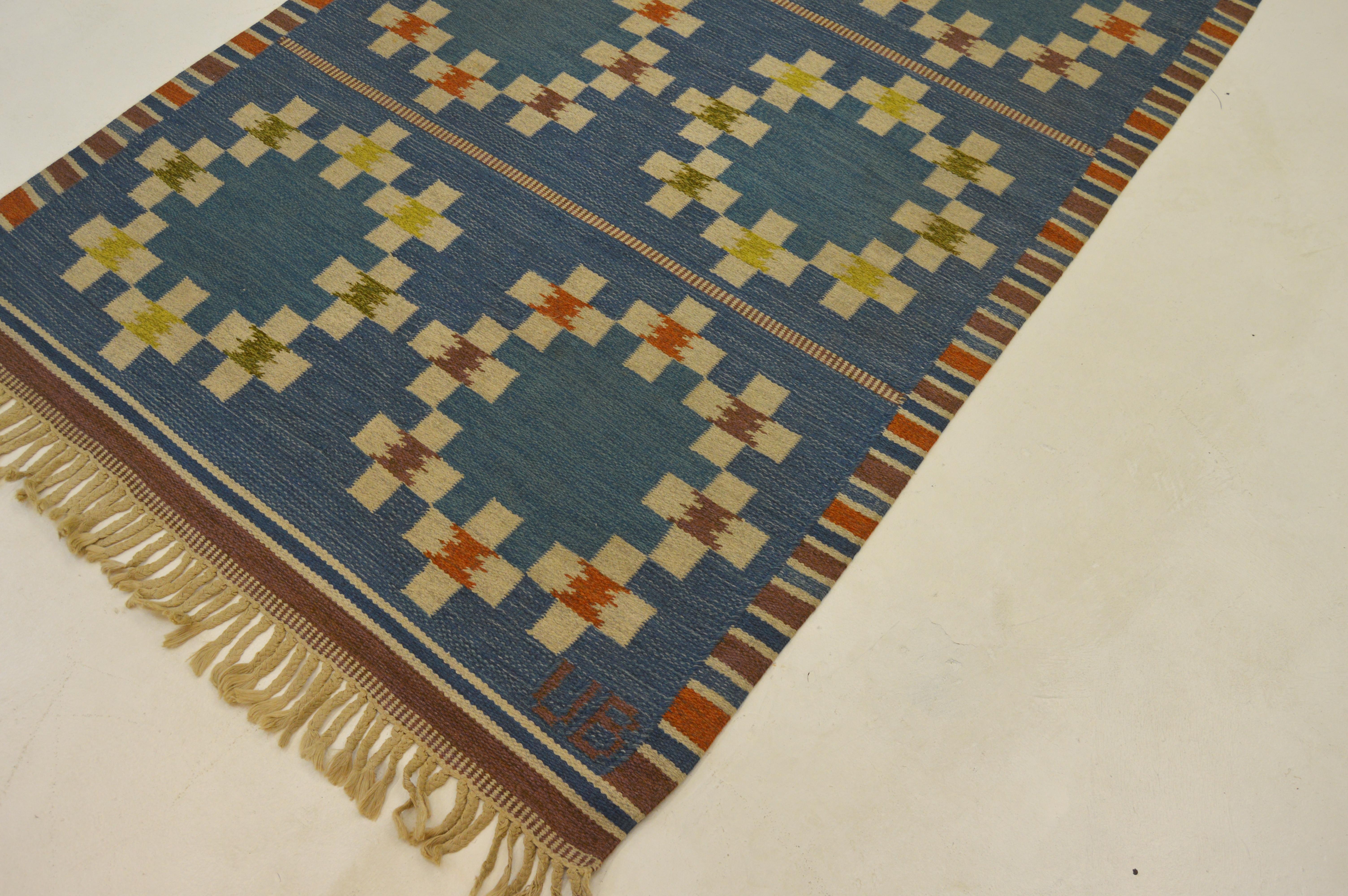 20th Century Swedish Röllakan Flat-Weave Carpet For Sale 1