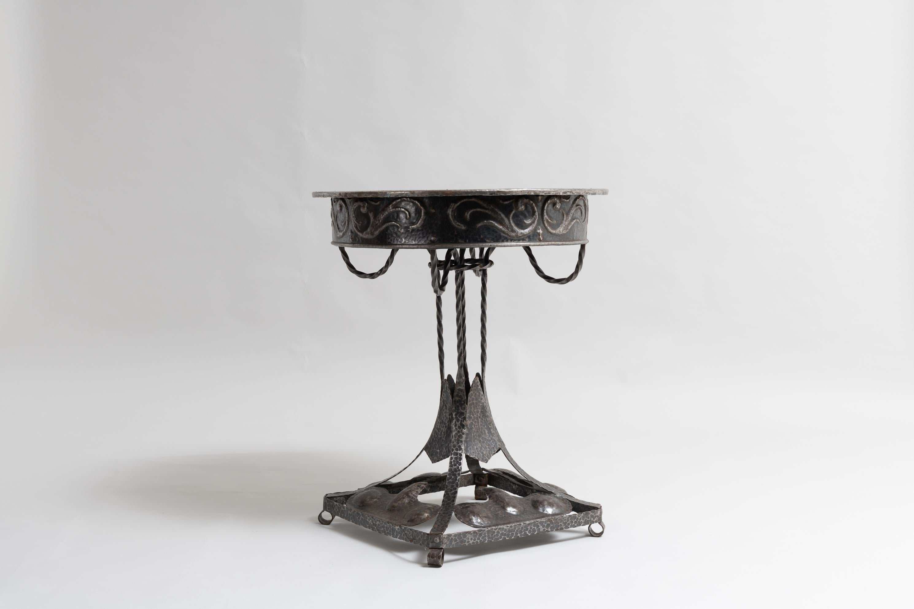 Hand-Crafted 20th Century Swedish Round Art Nouveau Iron Table