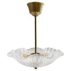 Antique 20th Century Swedish Smoked Glass Ceiling Light, Lamp Attributed to Orrefors