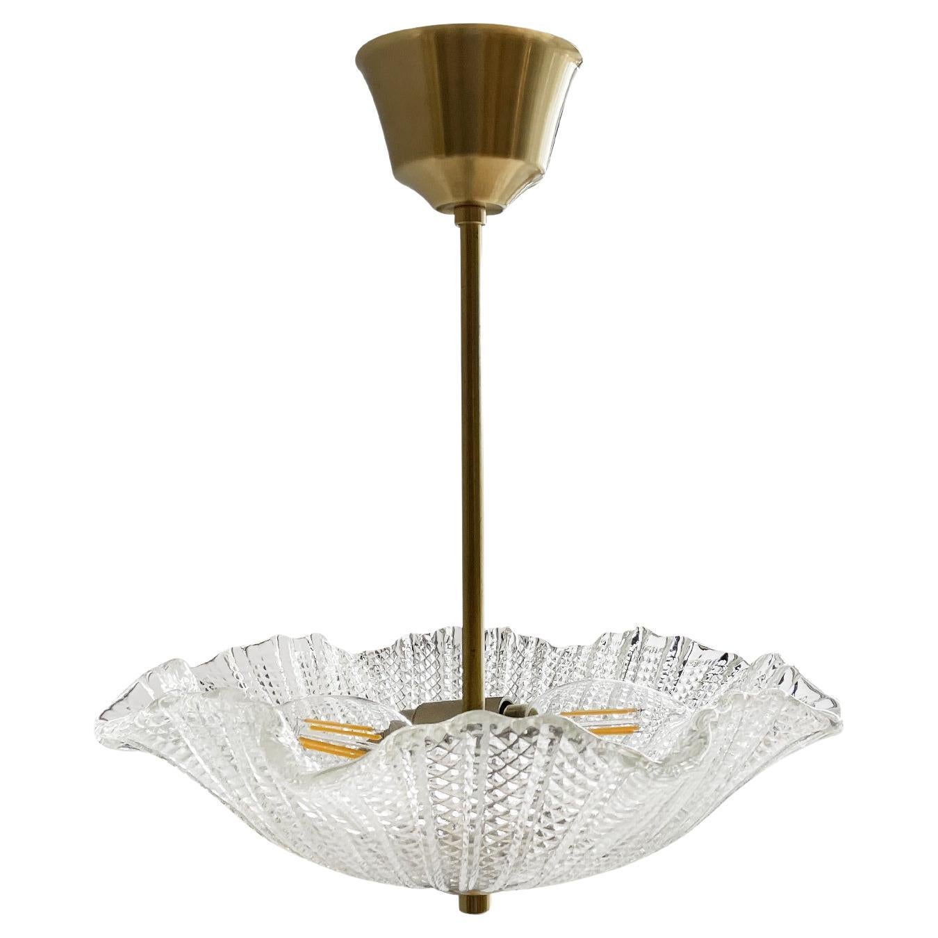 20th Century Swedish Smoked Glass Ceiling Light, Lamp Attributed to Orrefors For Sale