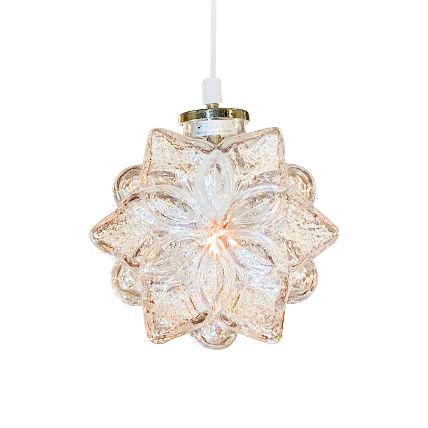 Mid-Century Modern 20th Century Swedish Snowflake Pendant, Smoked Glass Ceiling Light by Orrefors For Sale