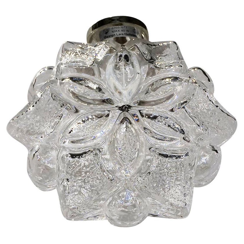20th Century Swedish Snowflake Pendant, Smoked Glass Ceiling Light by Orrefors