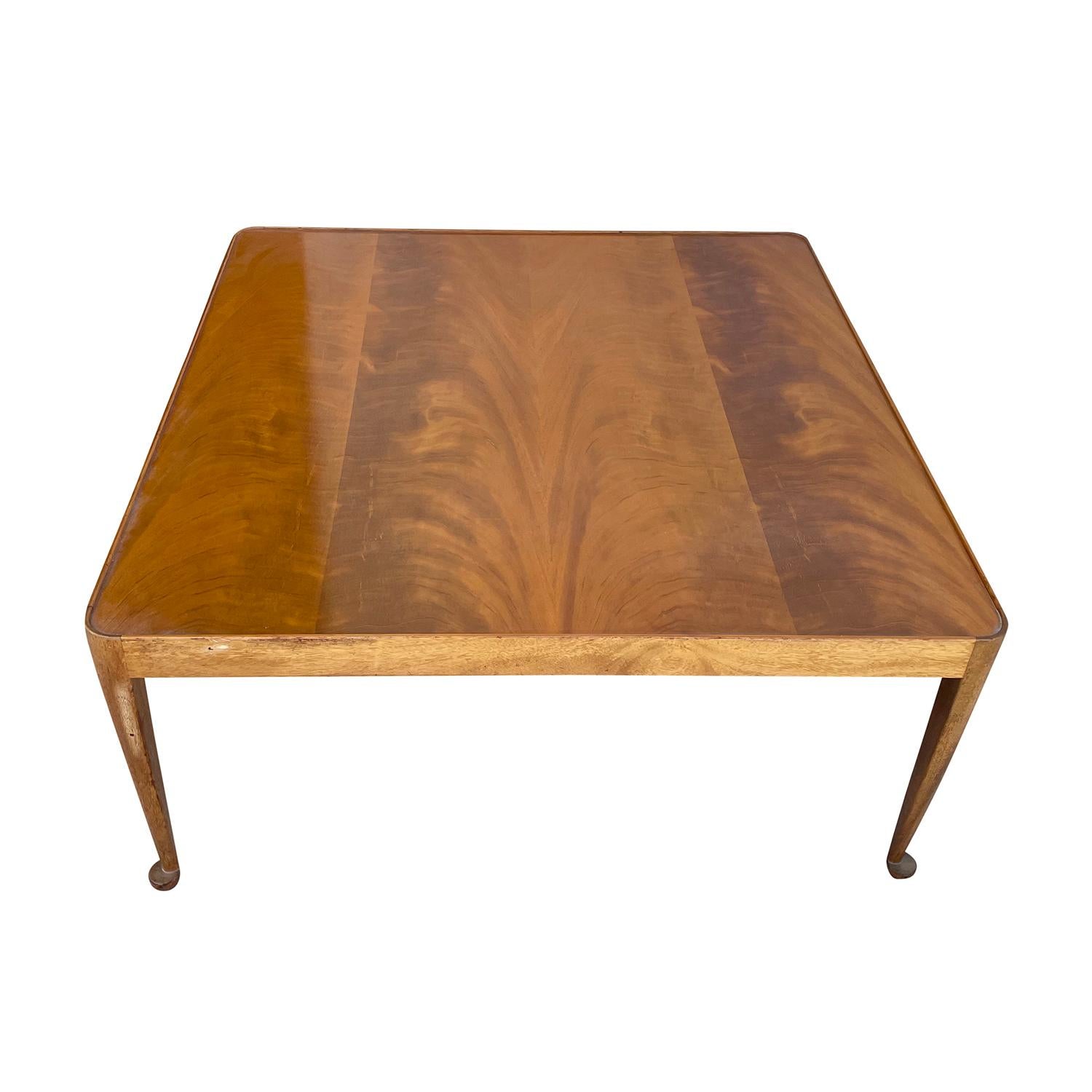 A light-brown, vintage Mid-Century Modern Swedish sofa table 