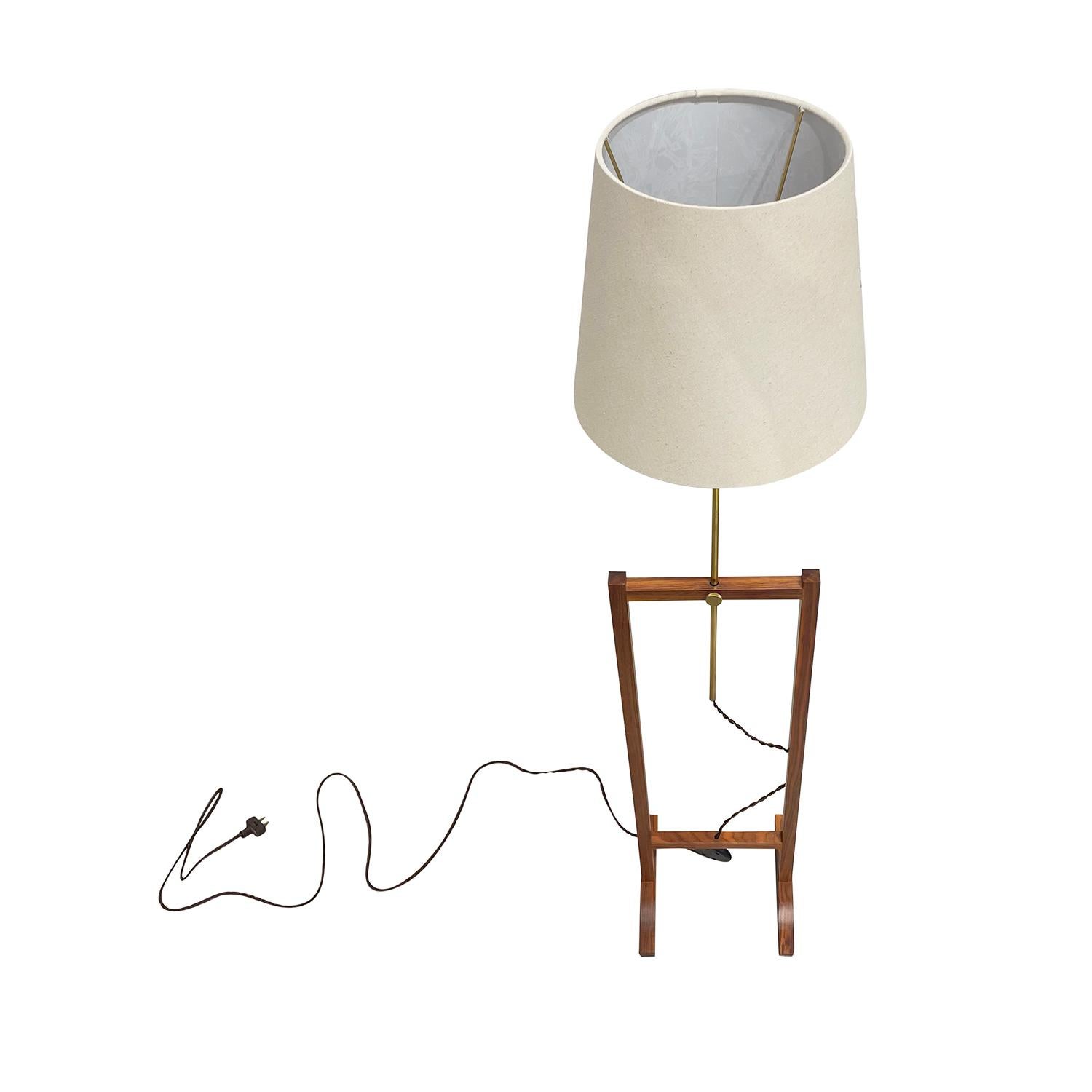 Mid-Century Modern 20th Century Swedish Svenskt Tenn Walnut Floor Lamp, Brass Light by Josef Frank For Sale