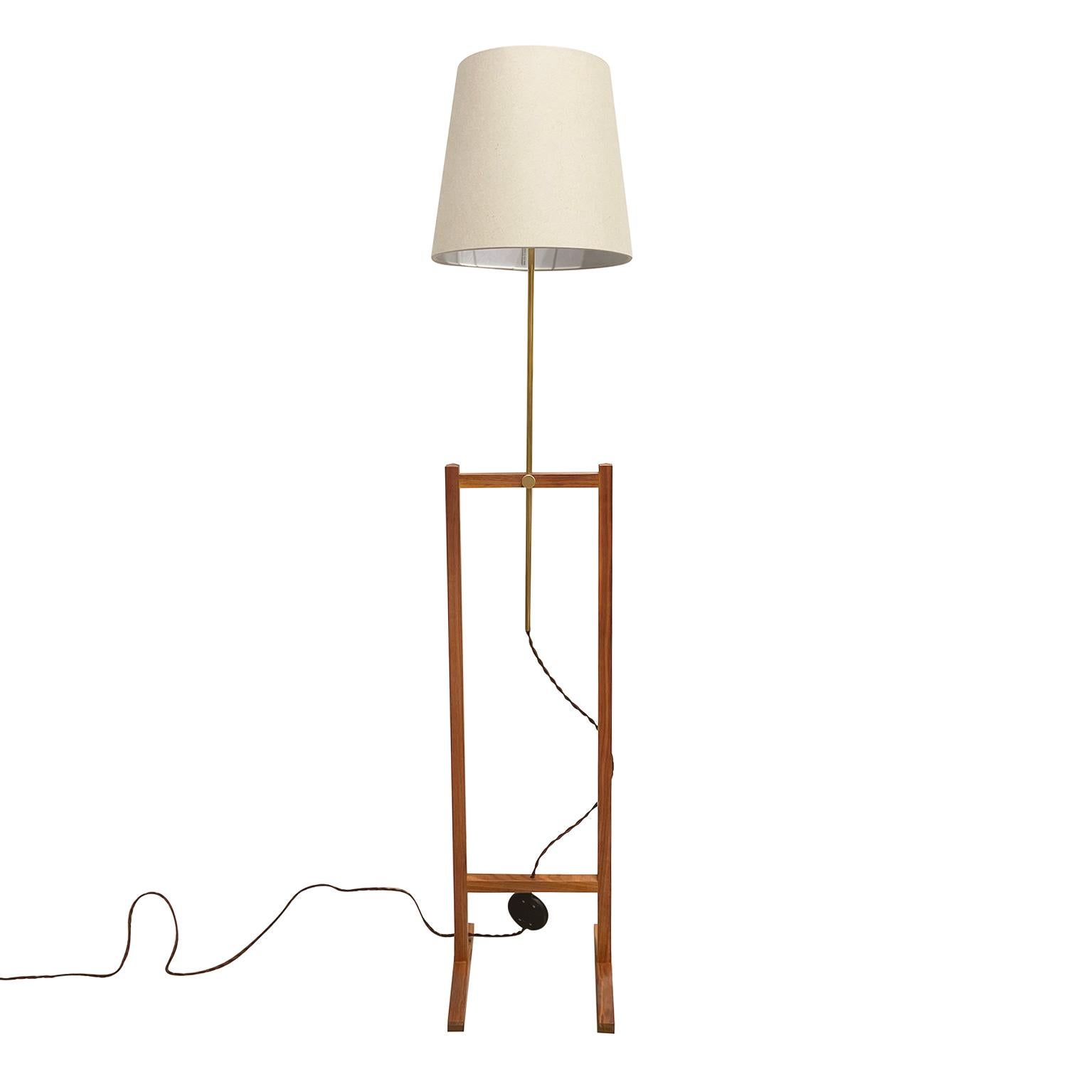 20th Century Swedish Svenskt Tenn Walnut Floor Lamp, Brass Light by Josef Frank In Good Condition For Sale In West Palm Beach, FL